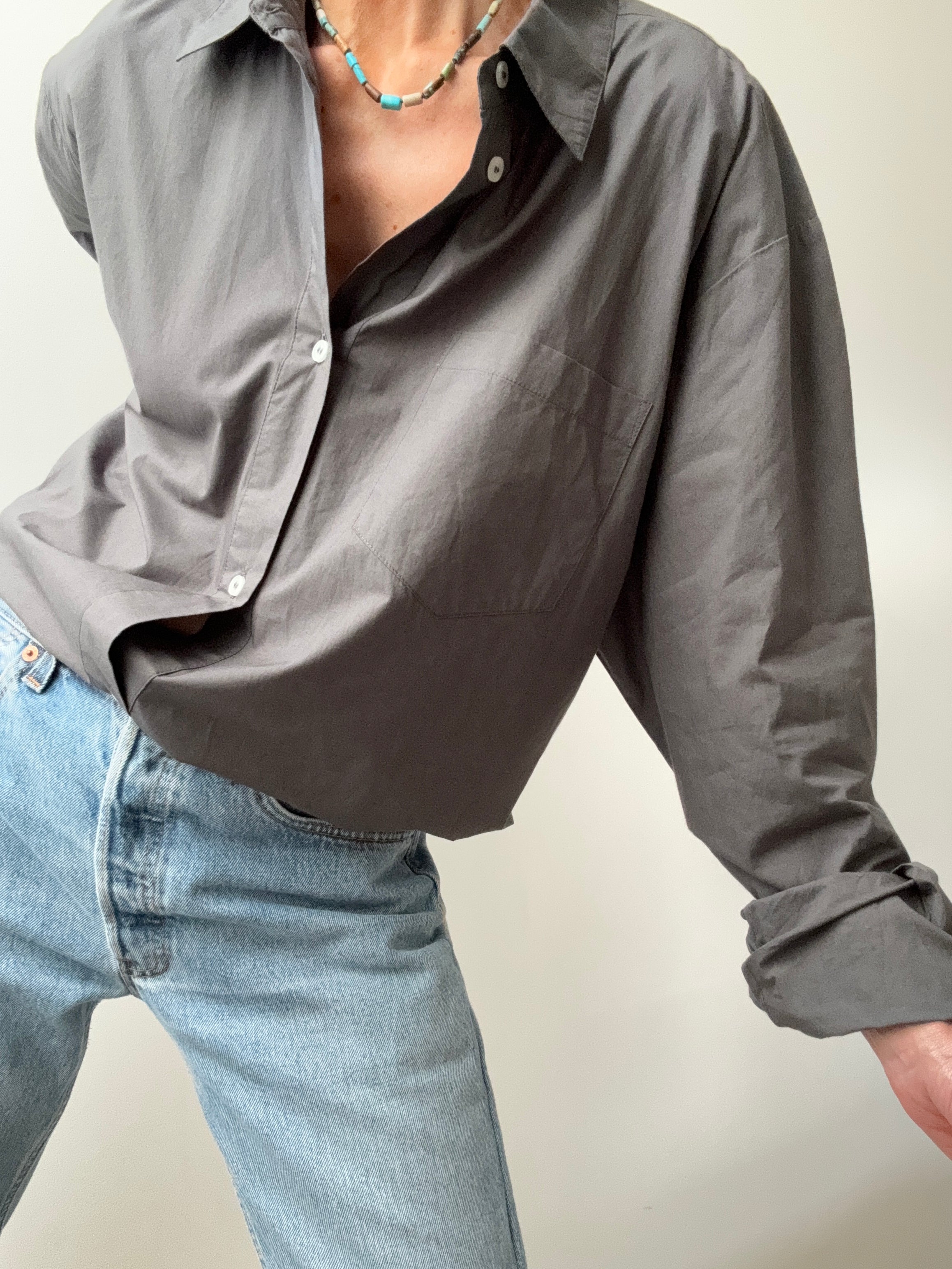 Skall Studio Shirts Organic Cotton Edgar Shirt Asphalt