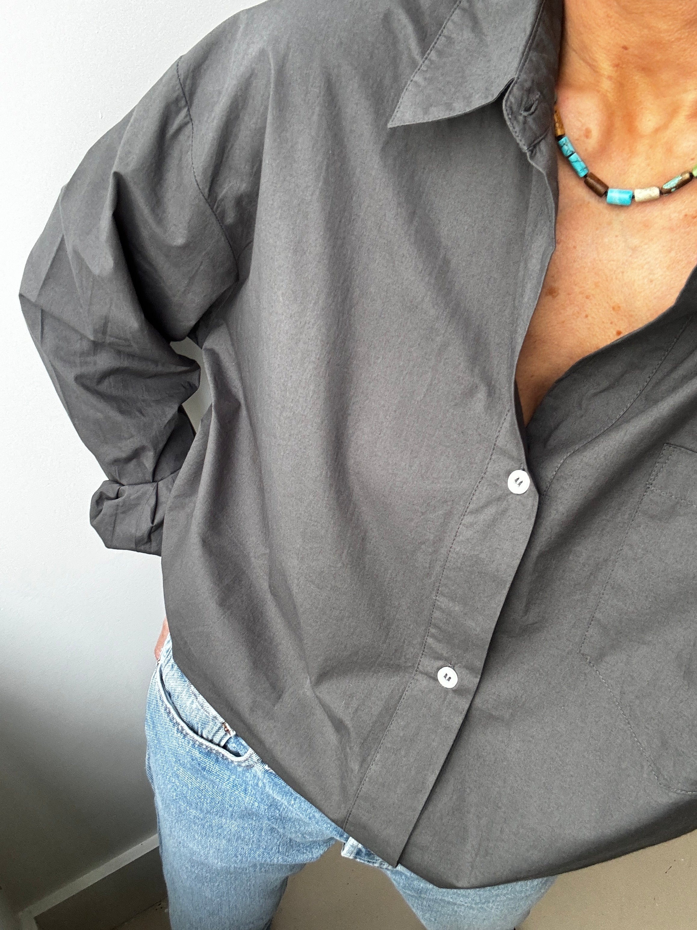 Skall Studio Shirts Organic Cotton Edgar Shirt Asphalt