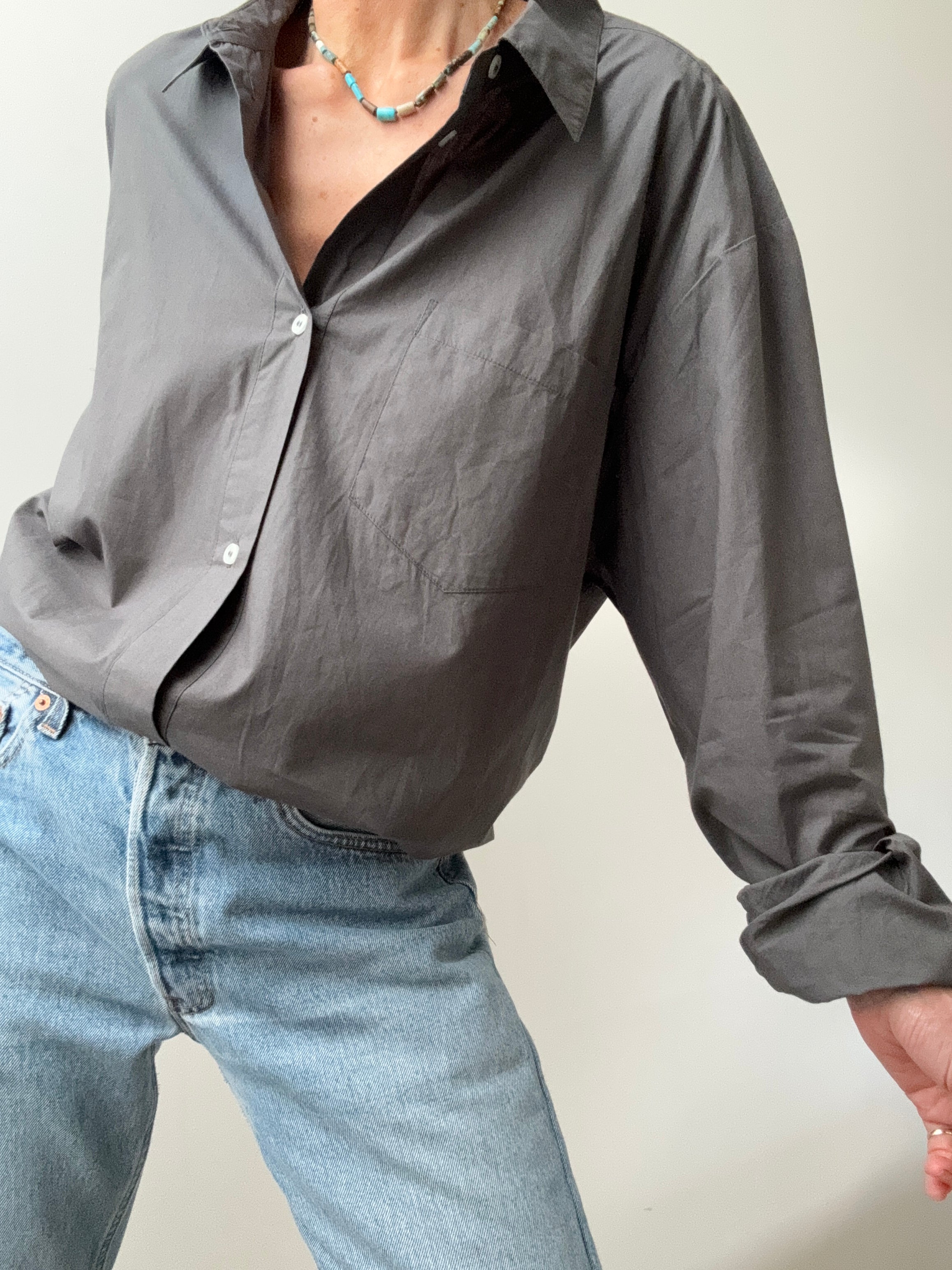 Skall Studio Shirts Organic Cotton Edgar Shirt Asphalt