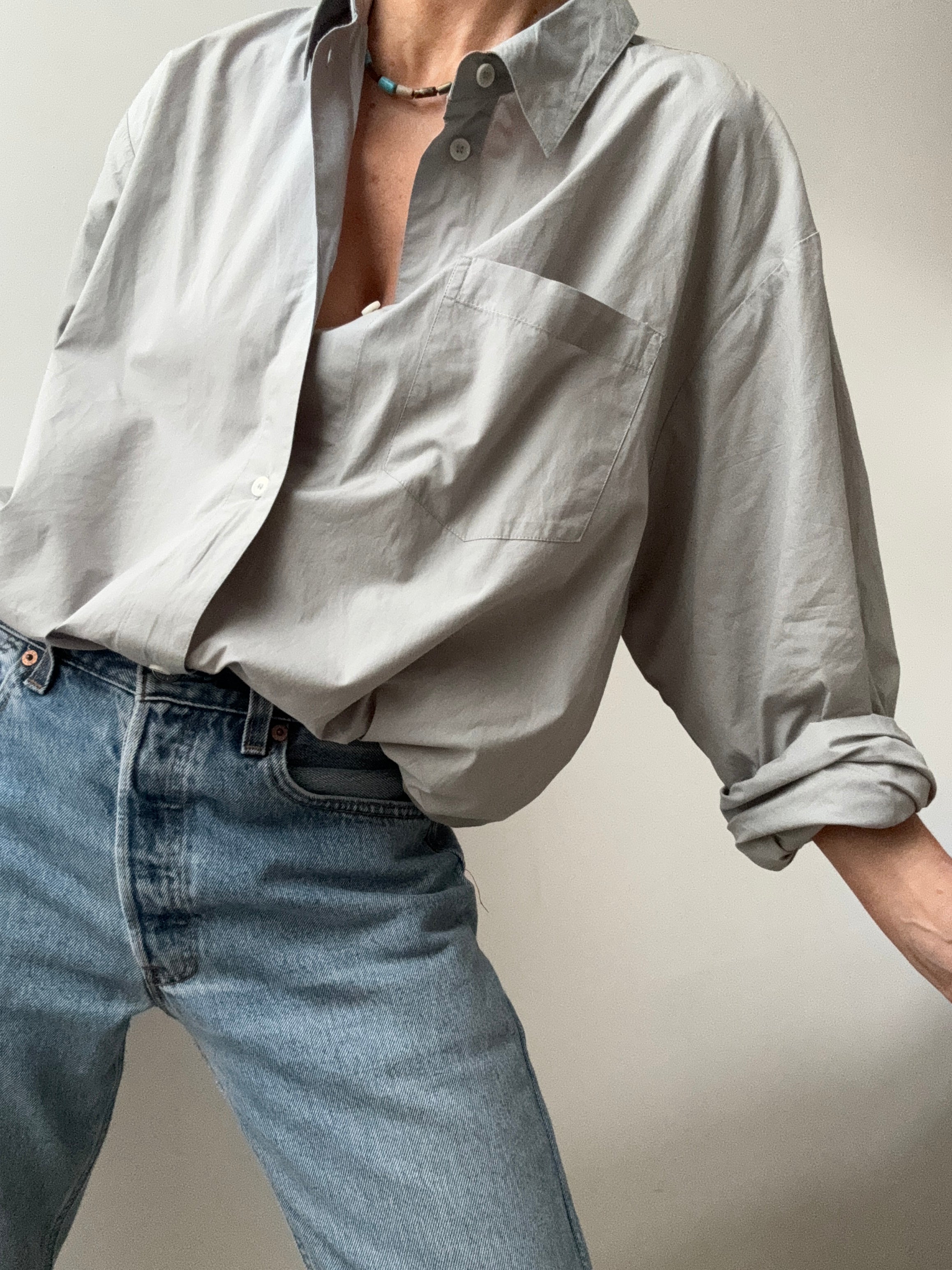 Skall Studio Shirts Organic Cotton Edgar Shirt Sky Grey