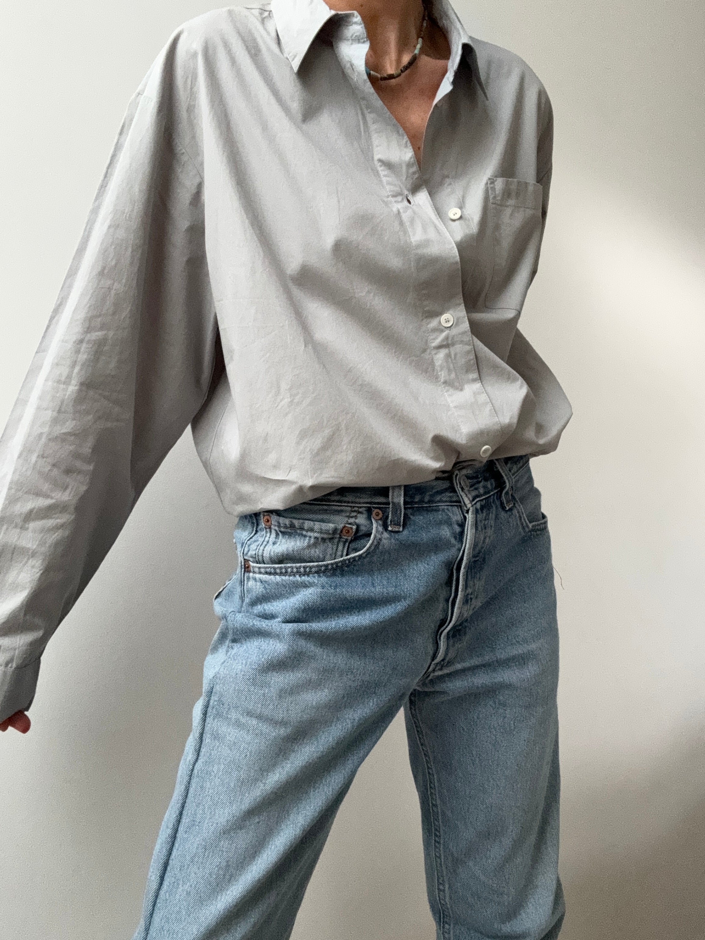 Skall Studio Shirts Organic Cotton Edgar Shirt Sky Grey