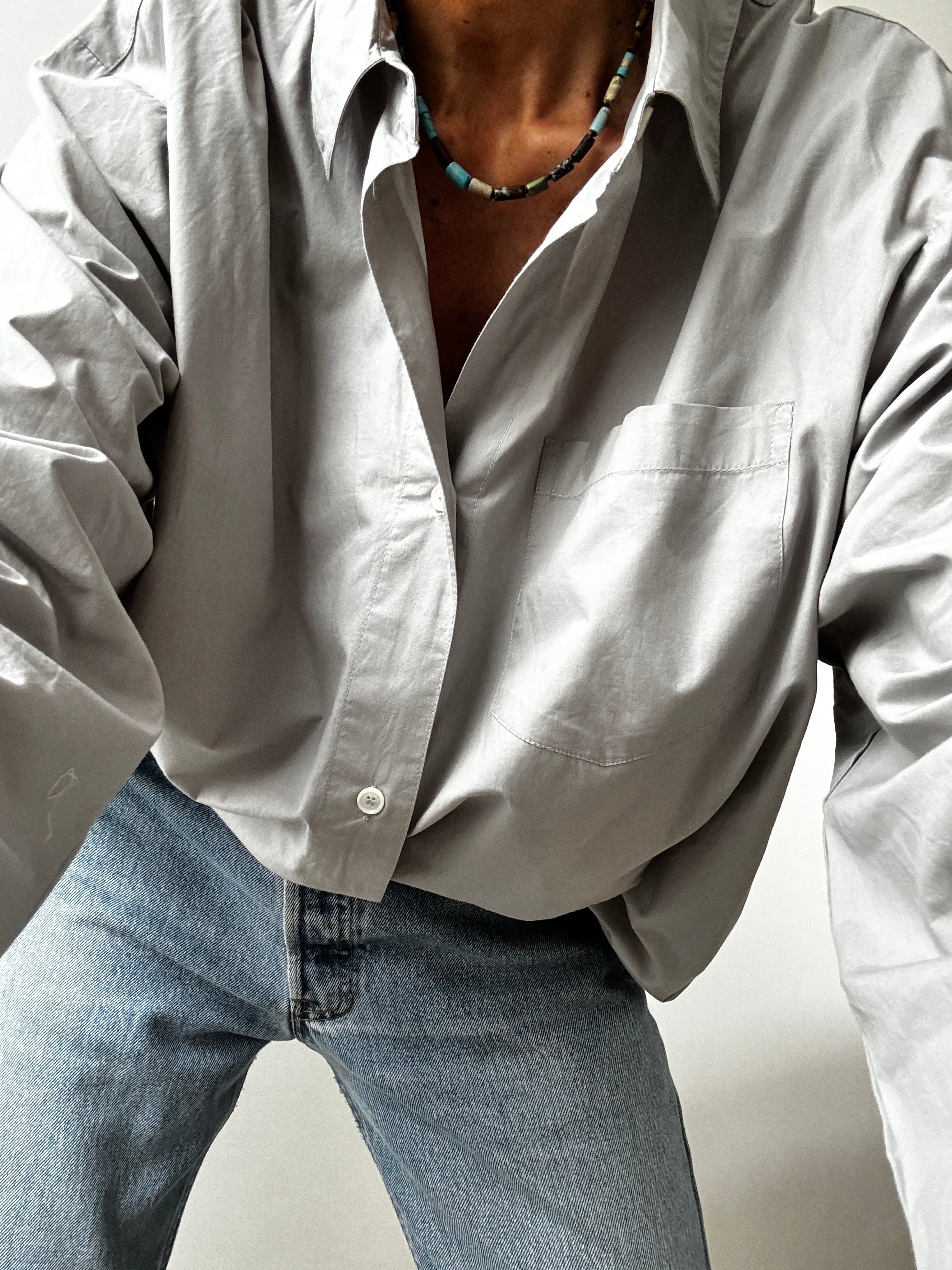 Skall Studio Shirts Organic Cotton Edgar Shirt Sky Grey