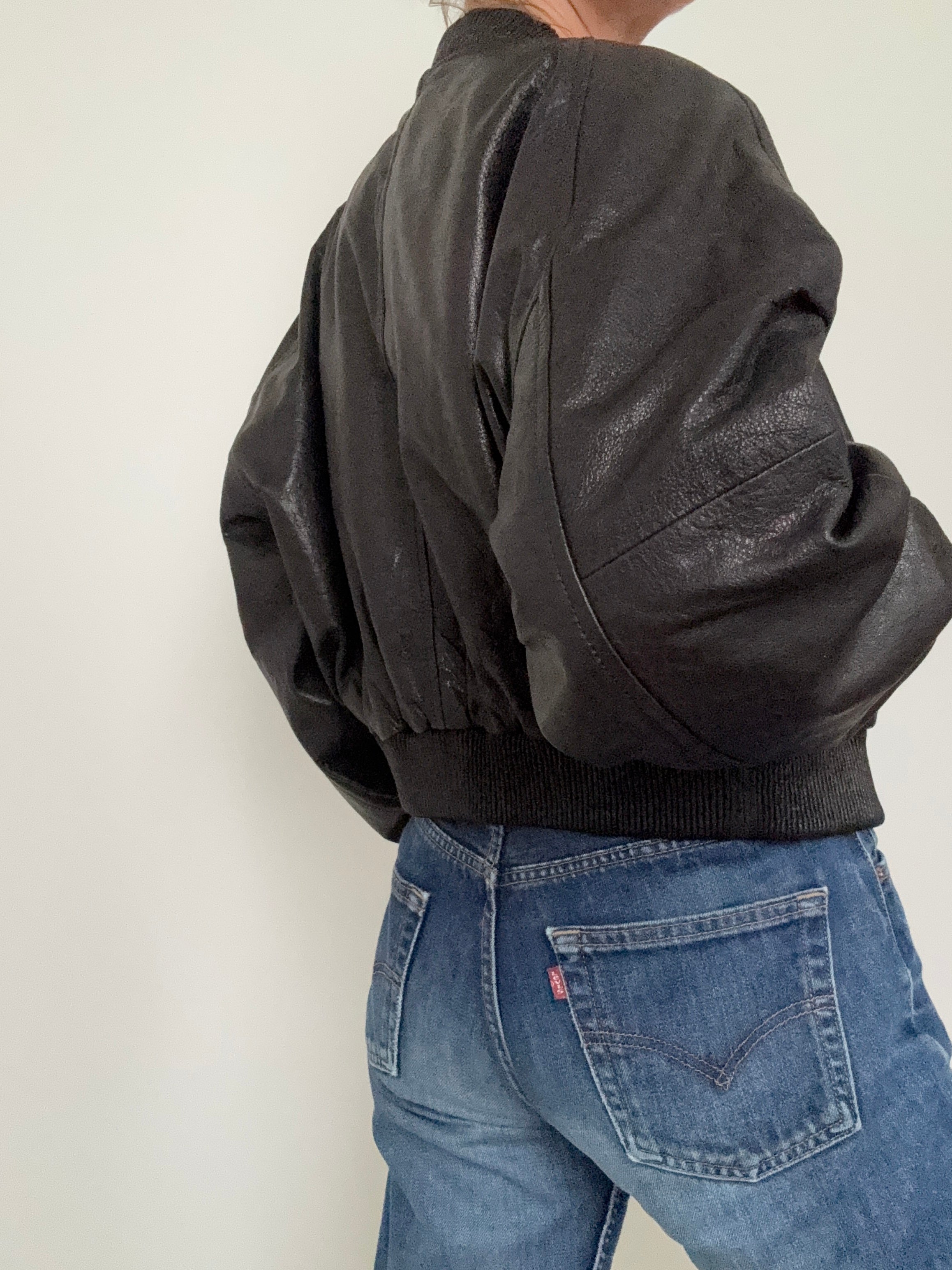SKIN Jackets Leather Bomber Jacket Midnight Pebble