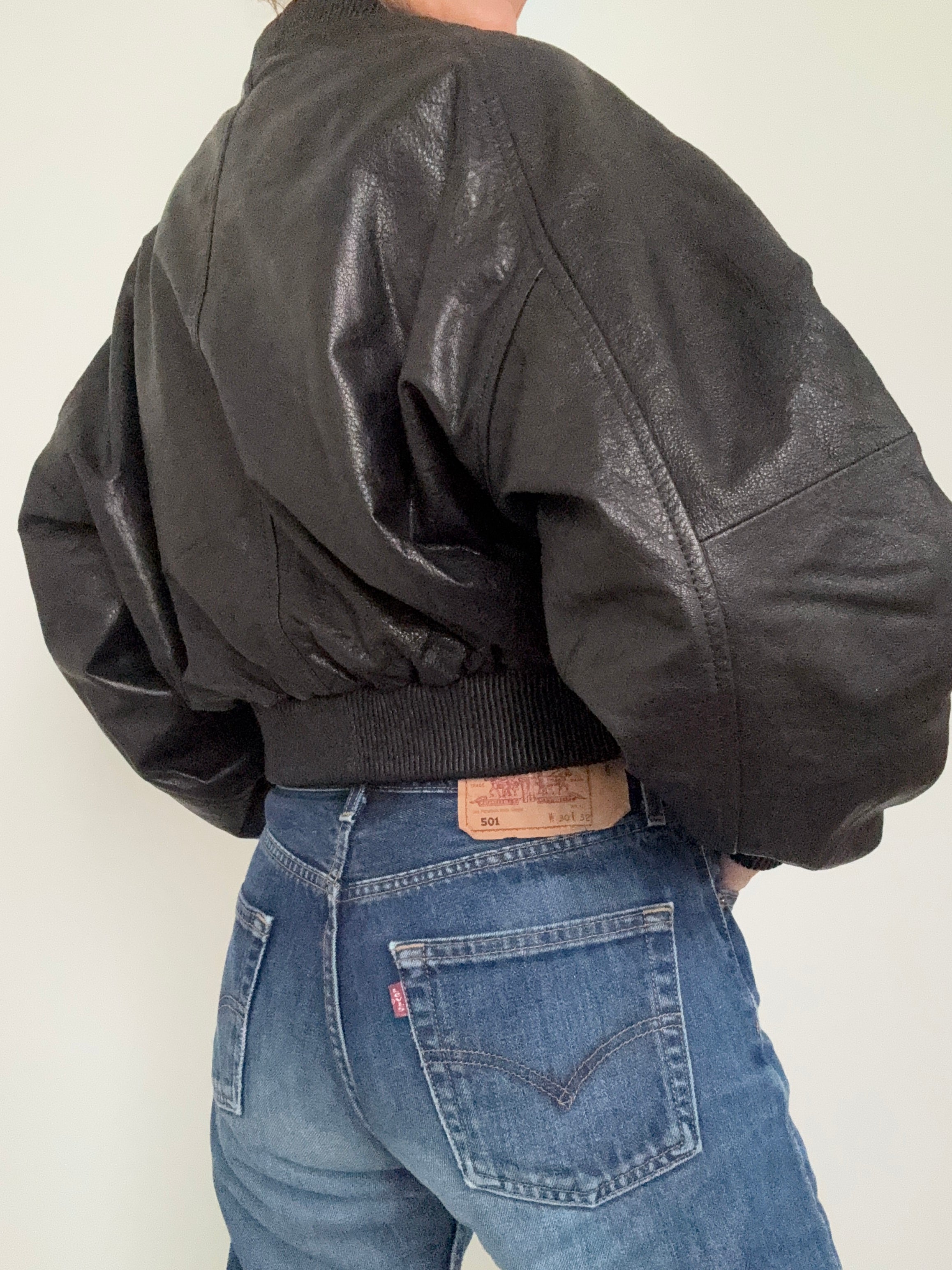 SKIN Jackets Leather Bomber Jacket Midnight Pebble