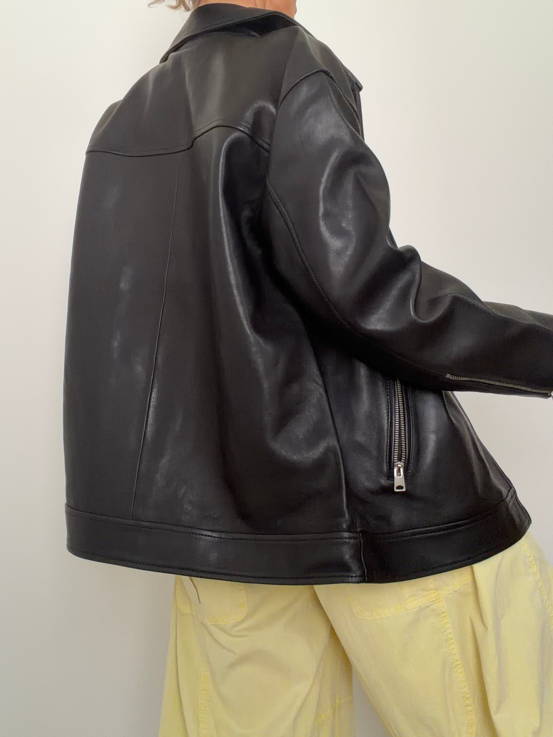SKIN Jackets Oversized Leather Biker Midnight