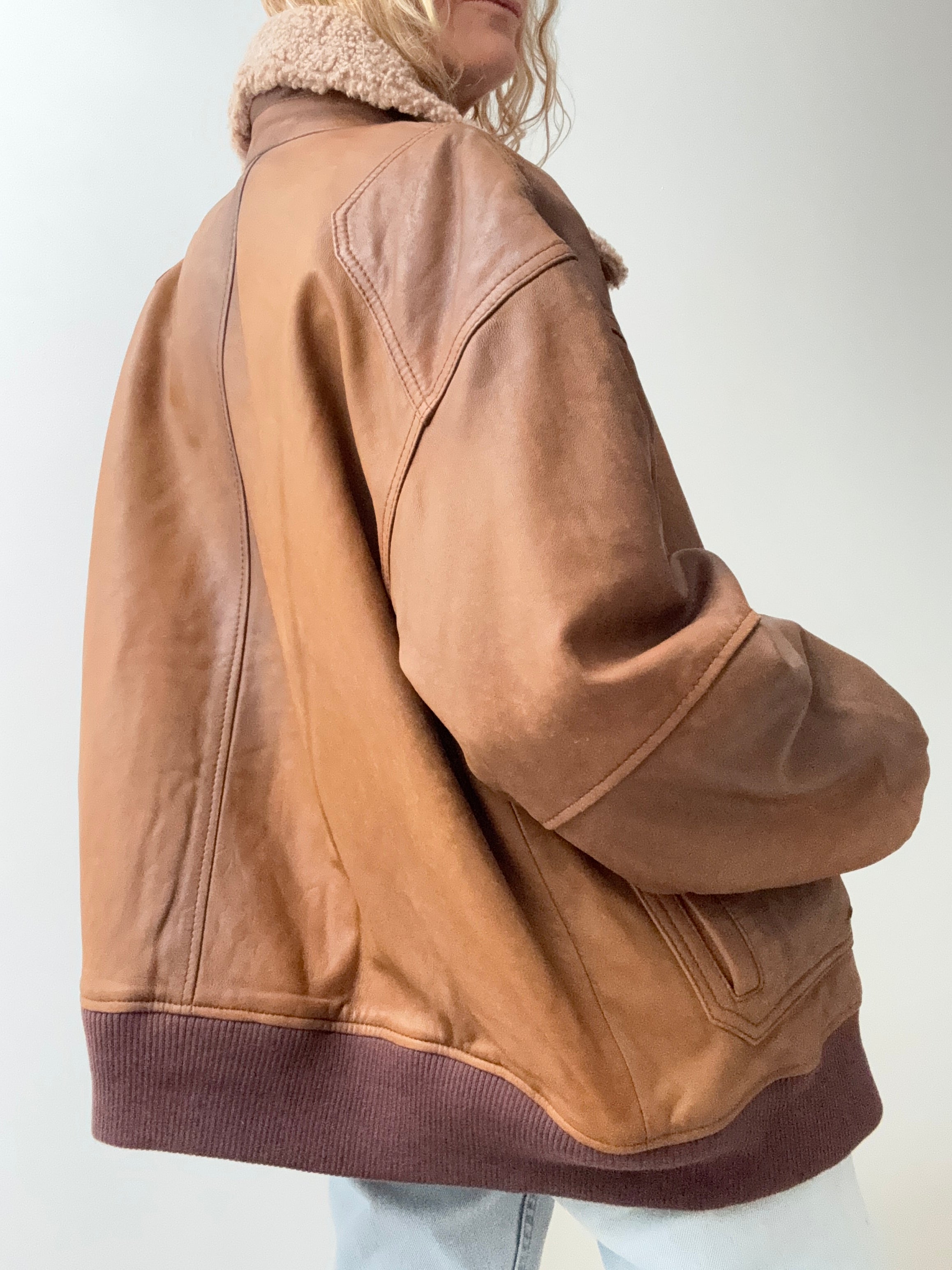 Trussardi Leather Bomber Jacket Tan | Jackets