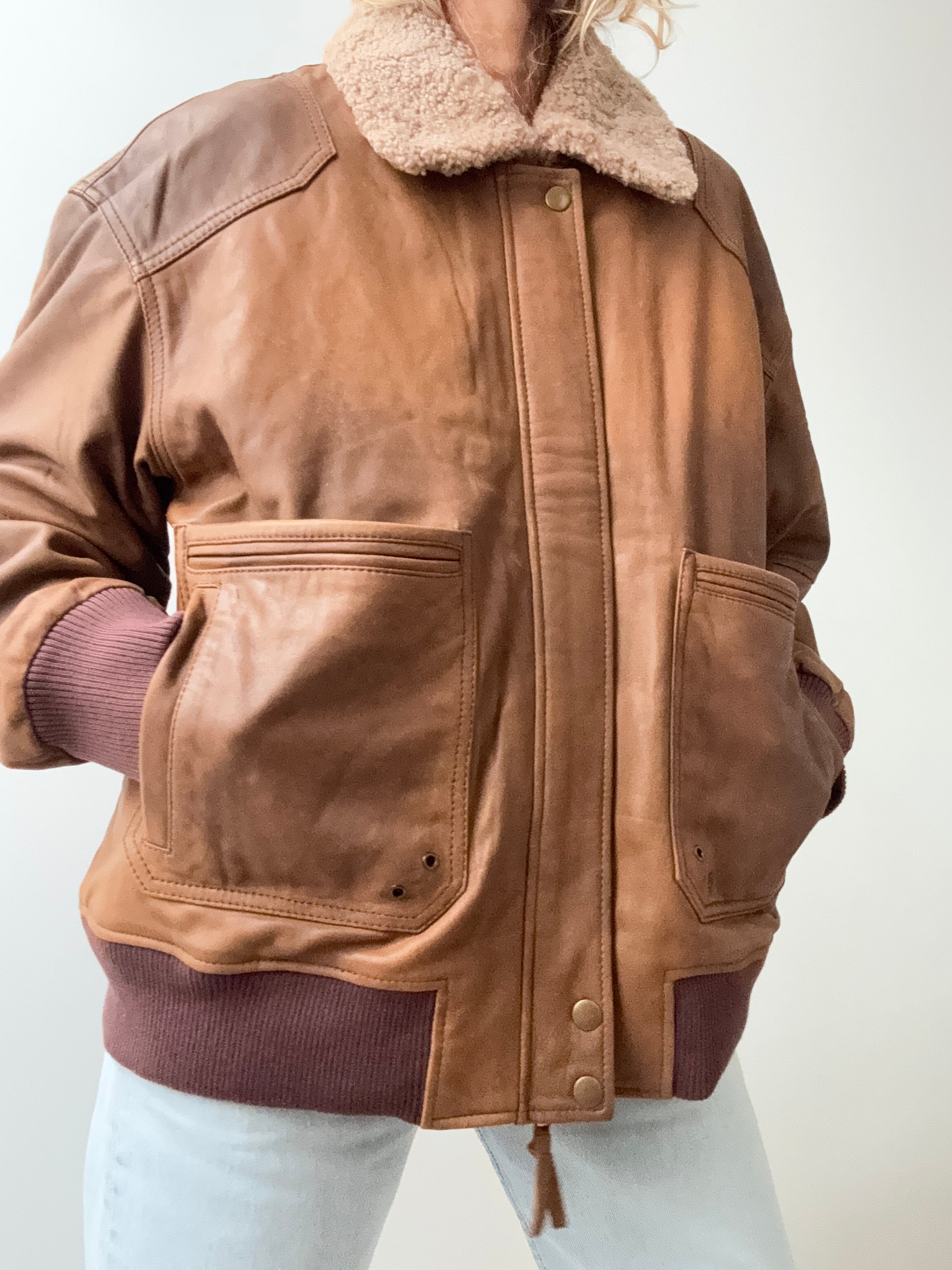 Trussardi Leather Bomber Jacket Tan | Jackets
