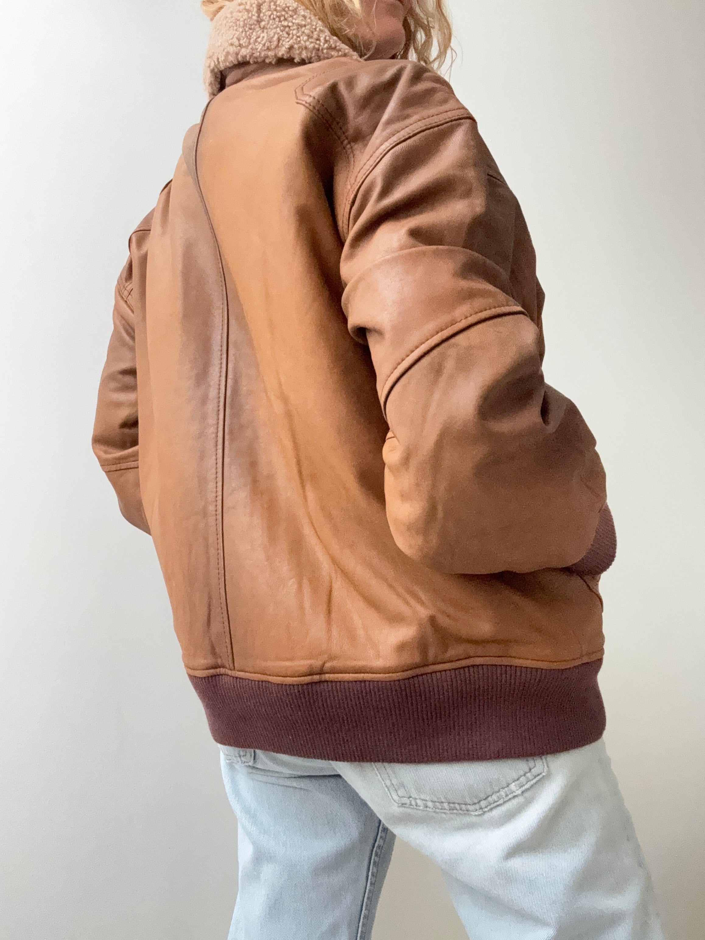 Trussardi Leather Bomber Jacket Tan | Jackets