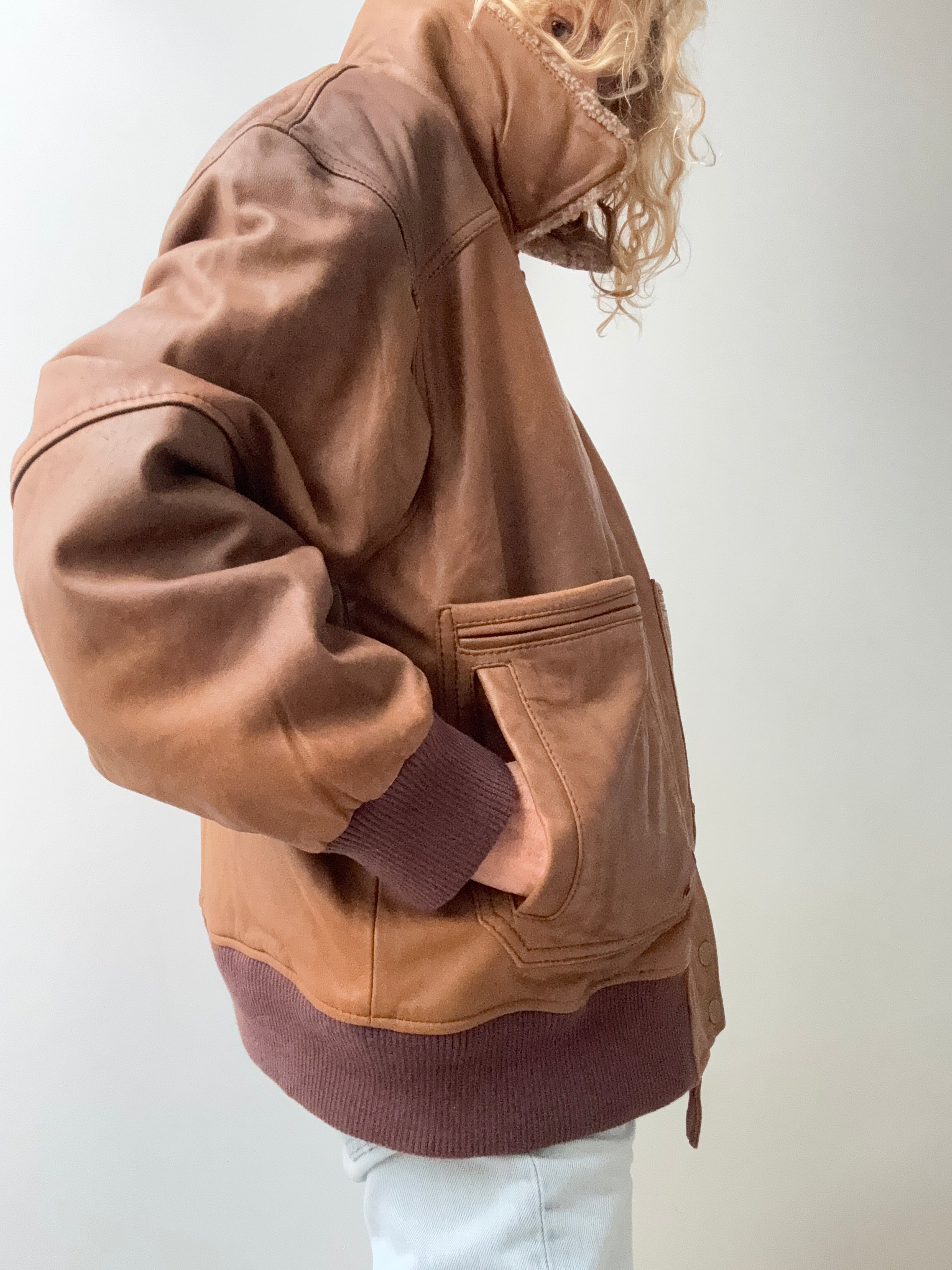 Trussardi Leather Bomber Jacket Tan | Jackets