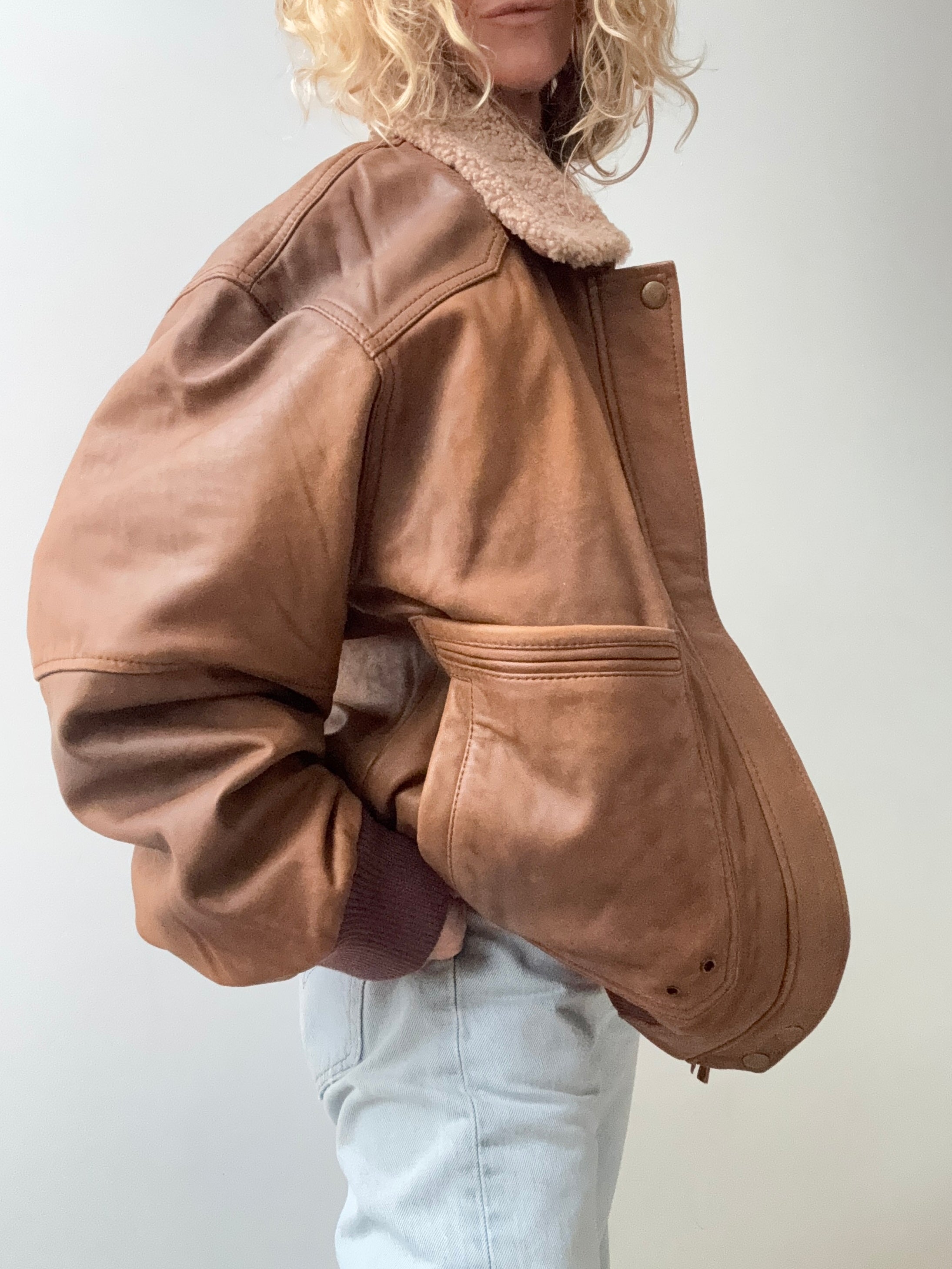 Trussardi Leather Bomber Jacket Tan | Jackets