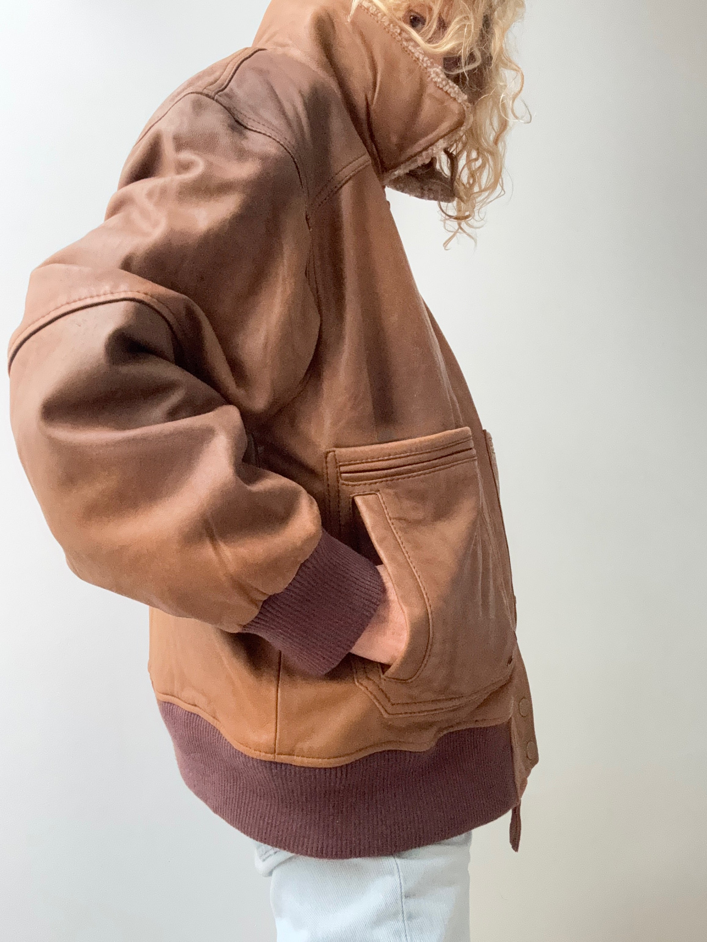 Trussardi Leather Bomber Jacket Tan | Jackets