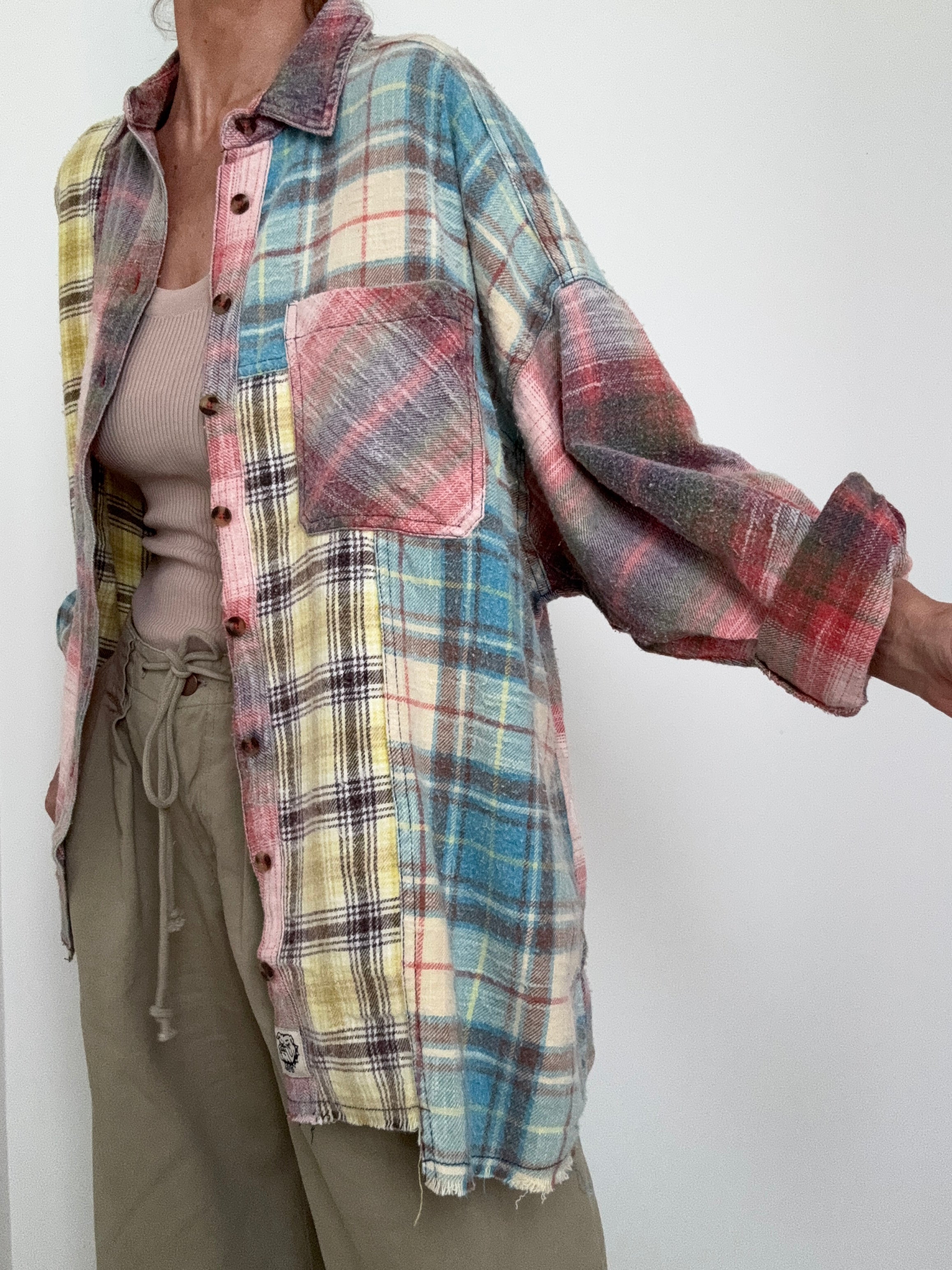 urban outfitters Shirts Pastel Patchwork Flannel Shirt