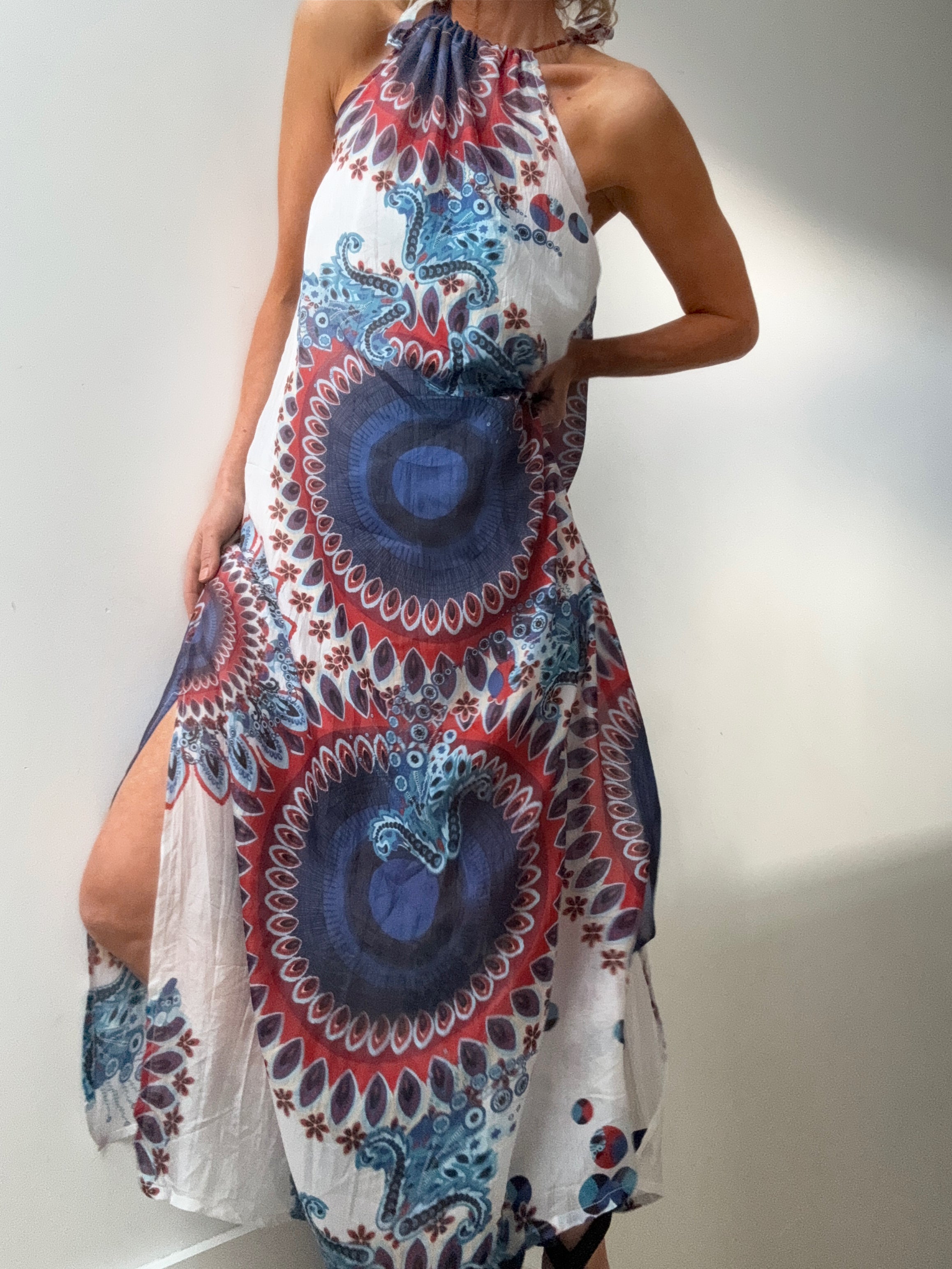 Handprinted Silk Maxi Dress Isla | Dresses