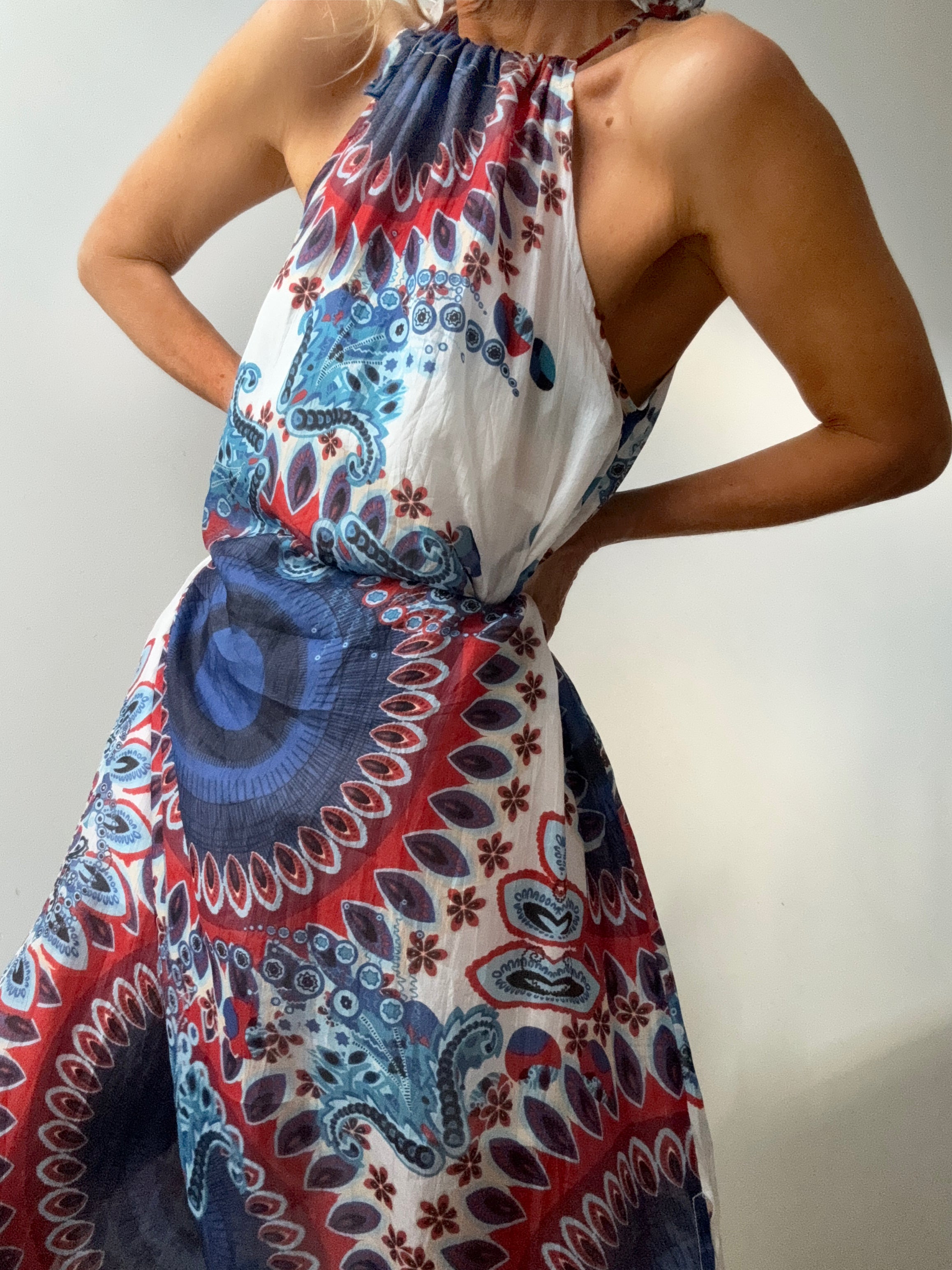 Handprinted Silk Maxi Dress Isla | Dresses