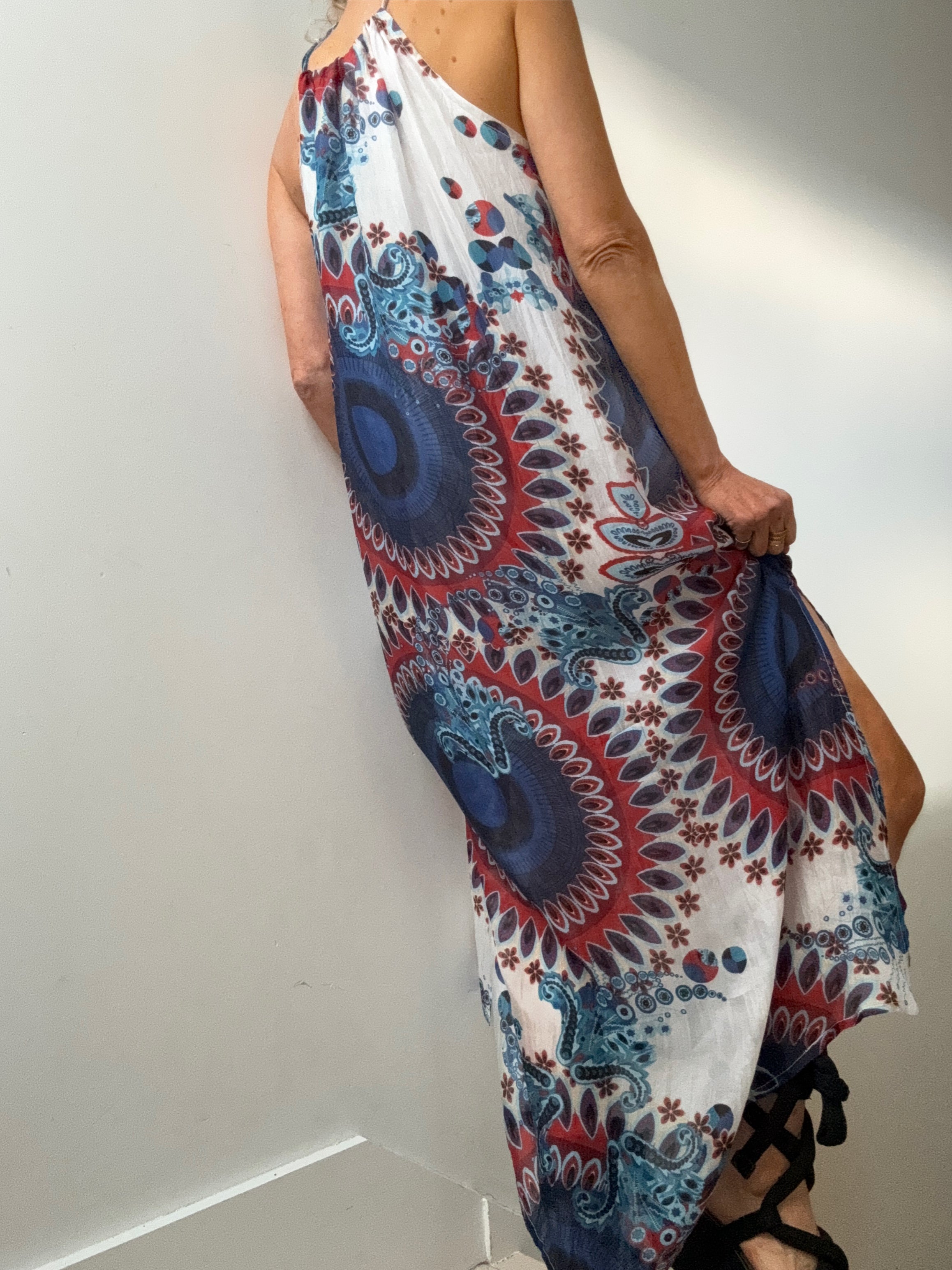 Handprinted Silk Maxi Dress Isla | Dresses