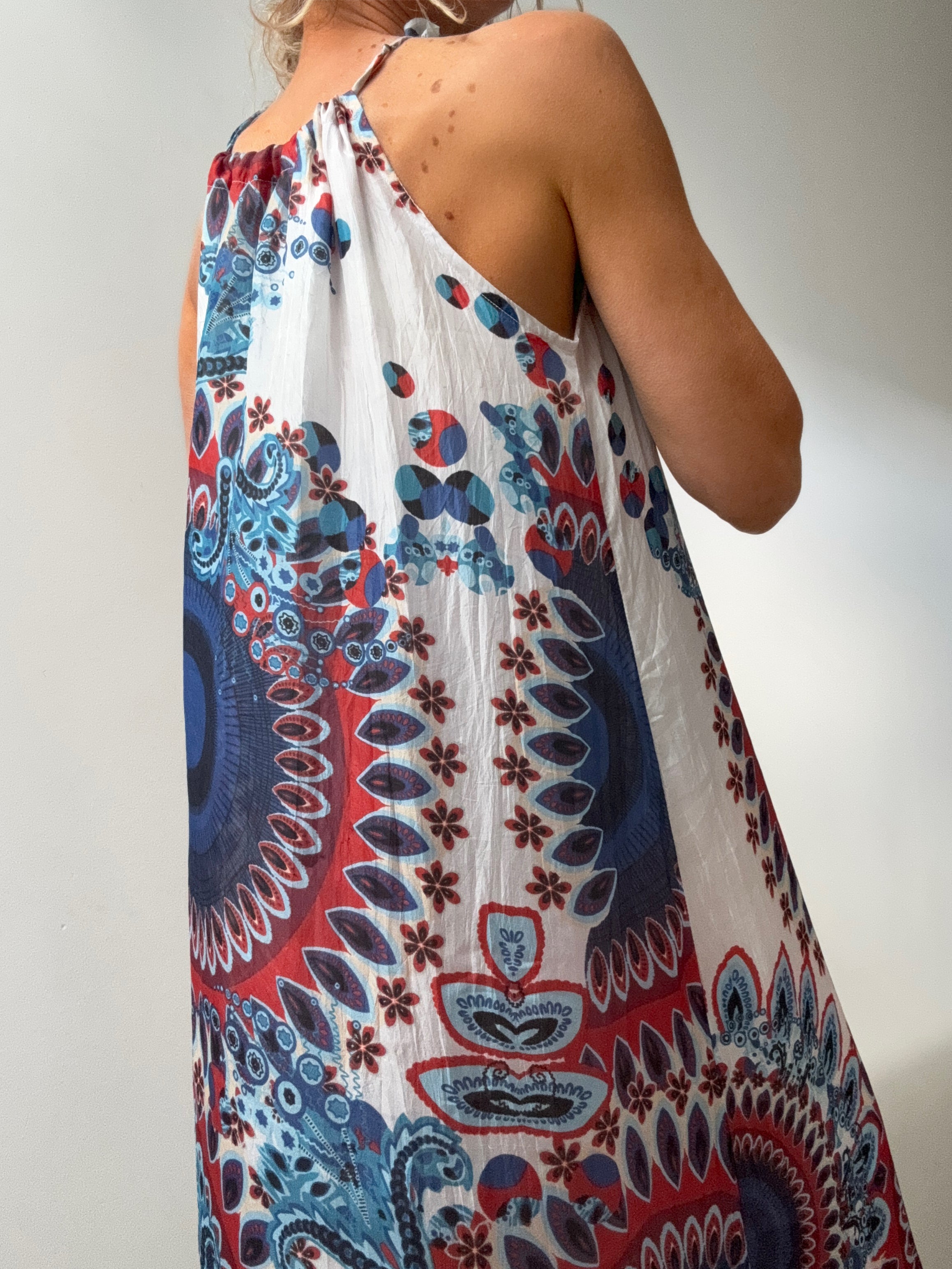 Handprinted Silk Maxi Dress Isla | Dresses