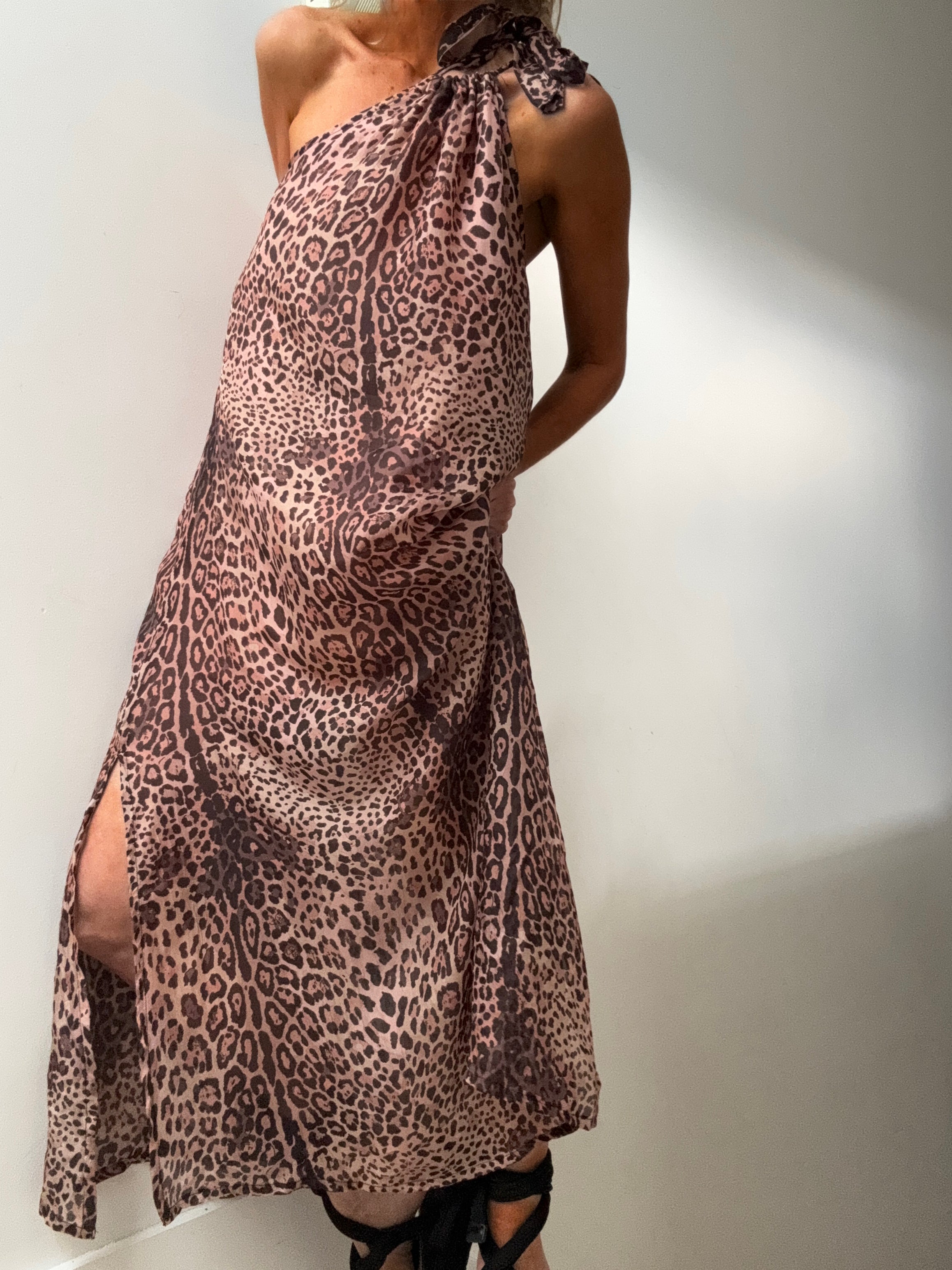 Handprinted Silk Maxi Sundress Leopard | Dresses