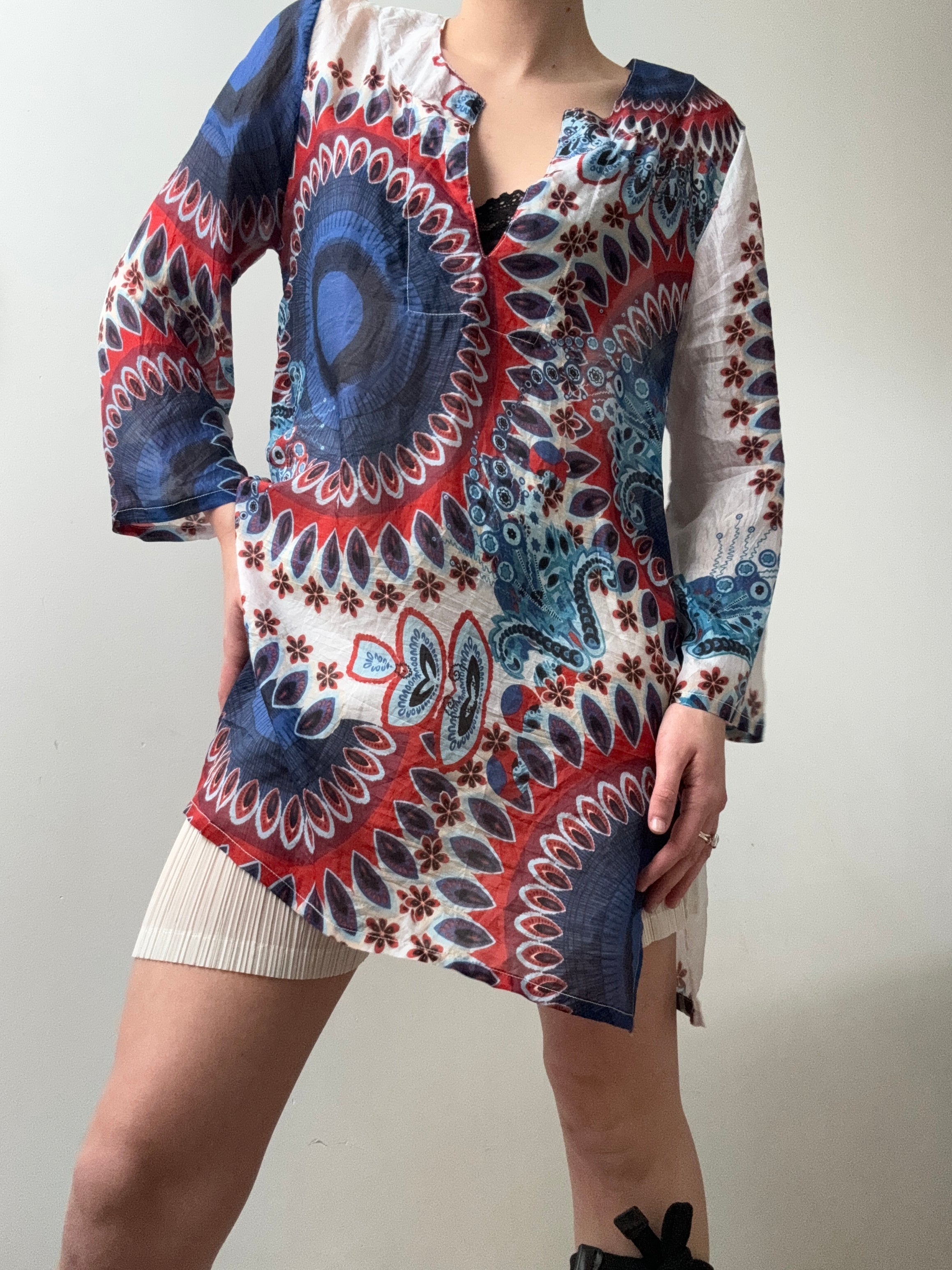 Handprinted Silk Kaftano Corto Isla | Kaftans