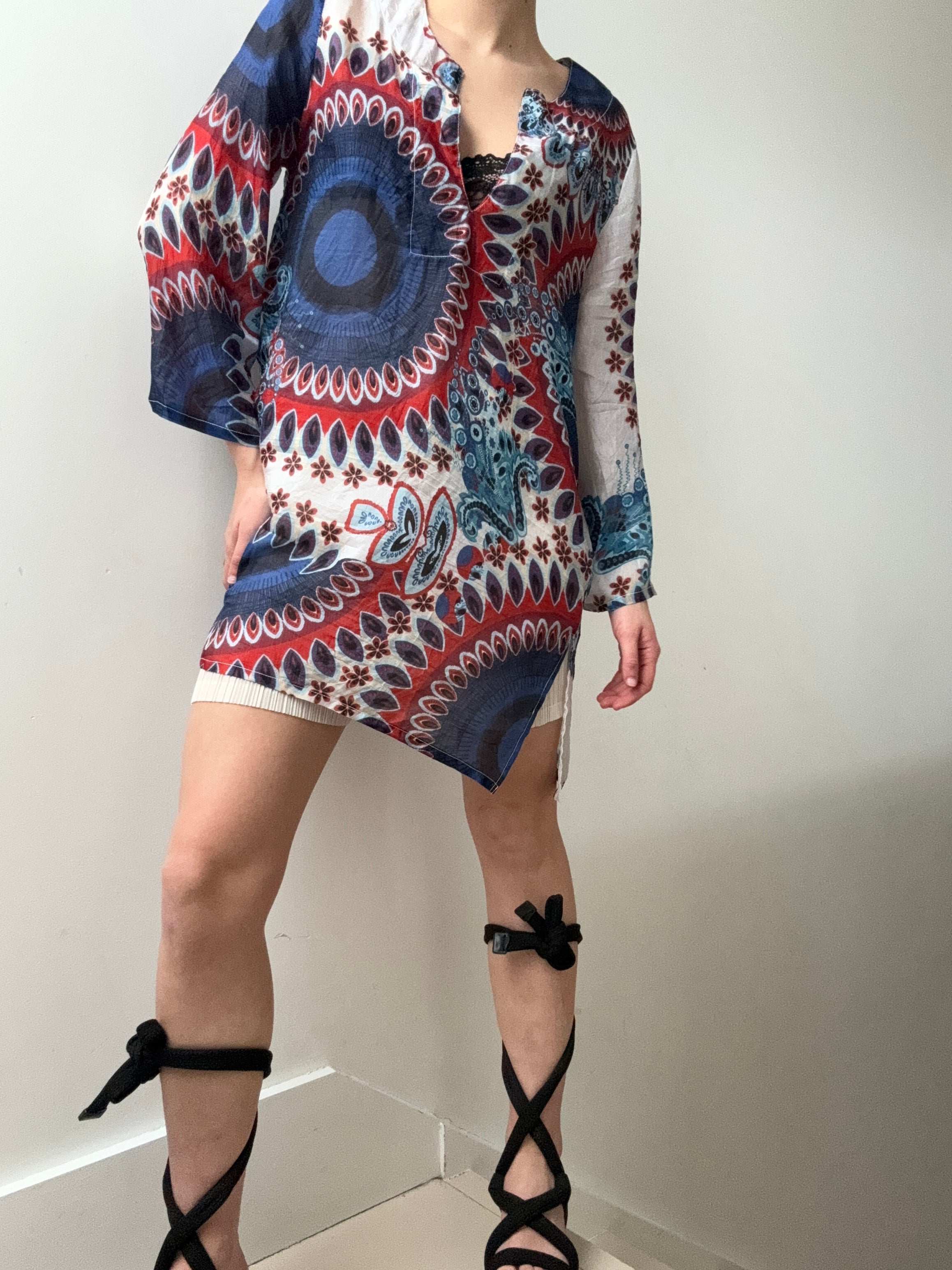 Handprinted Silk Kaftano Corto Isla | Kaftans