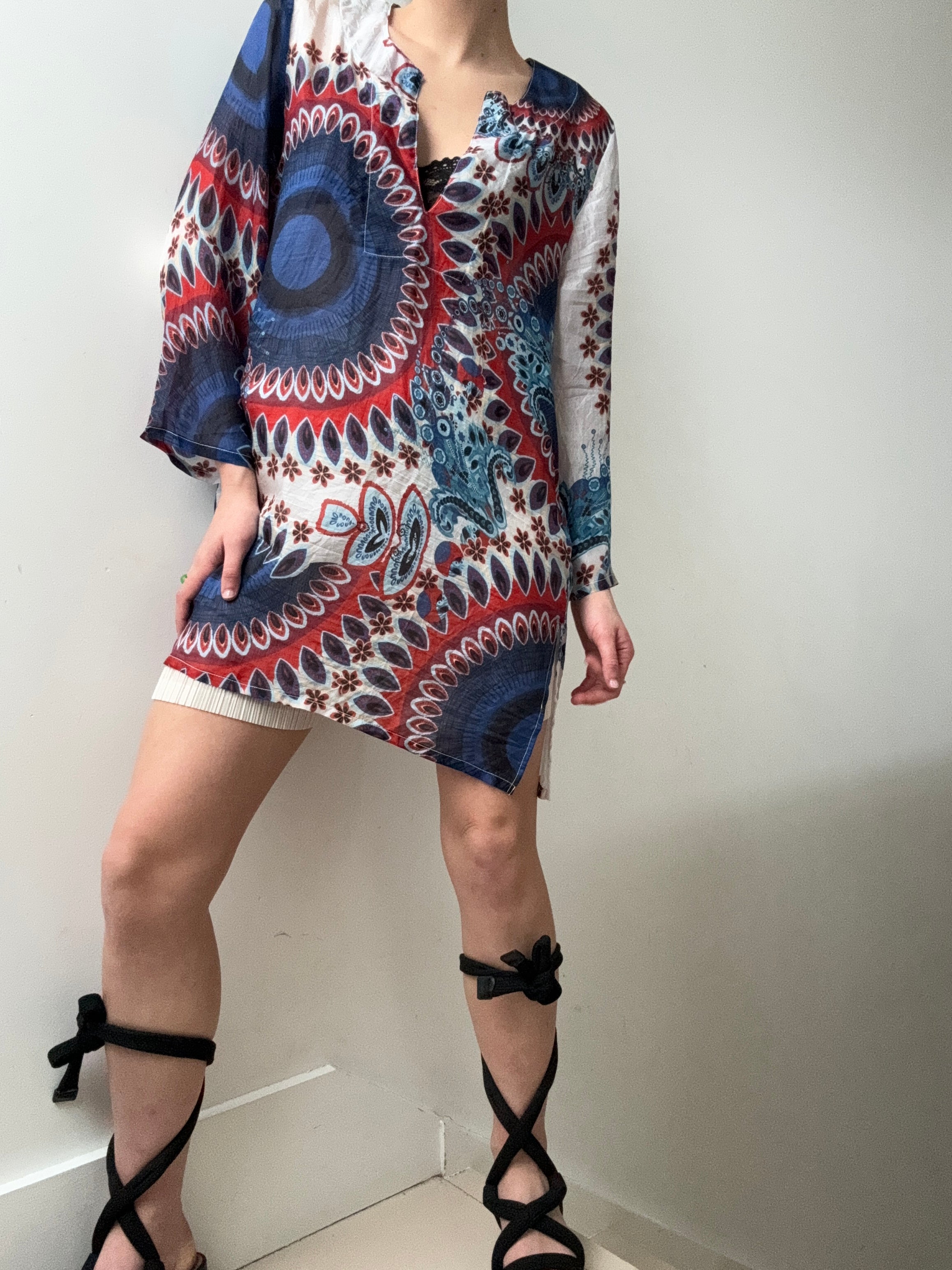 Handprinted Silk Kaftano Corto Isla | Kaftans