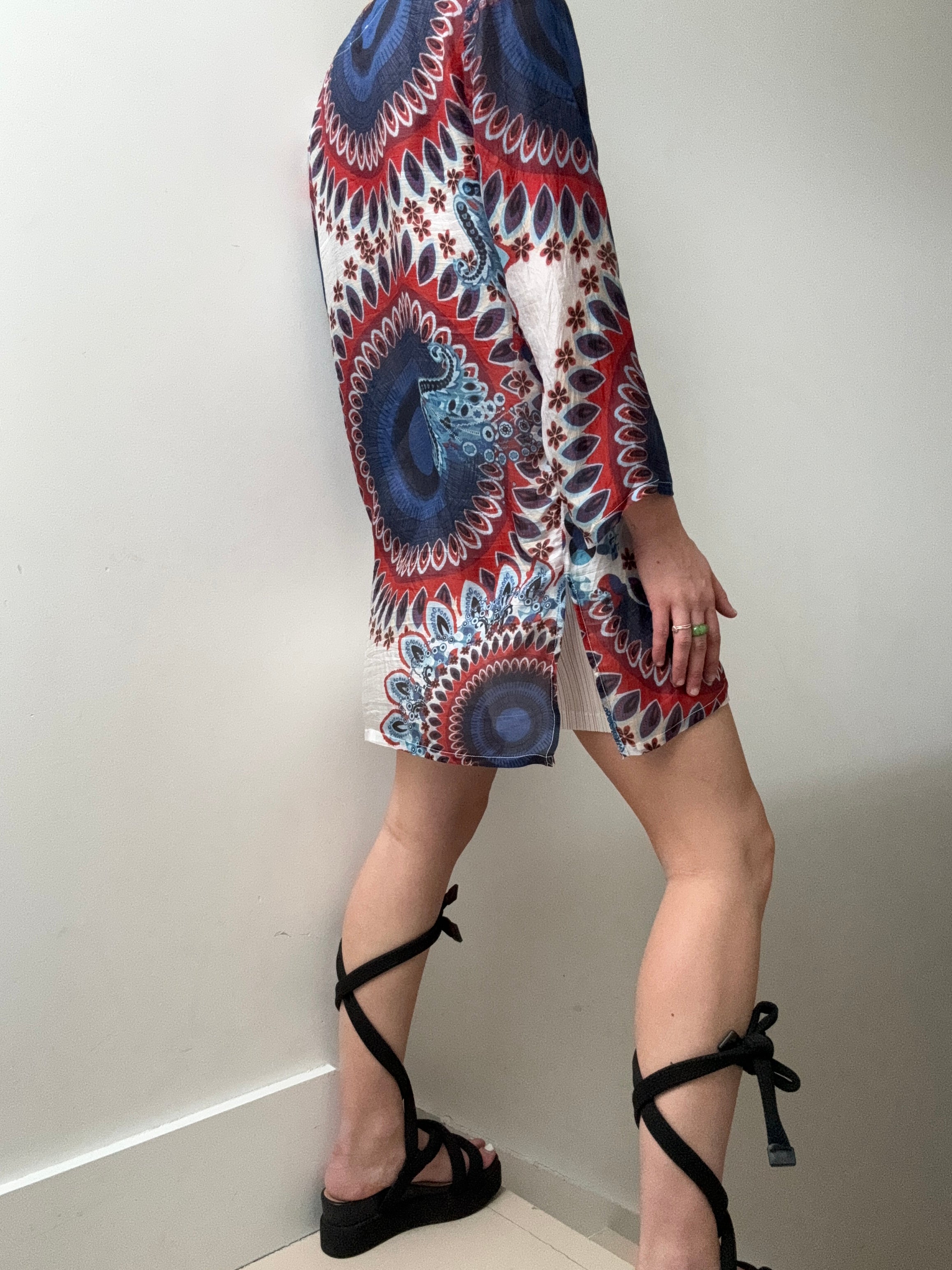 Handprinted Silk Kaftano Corto Isla | Kaftans