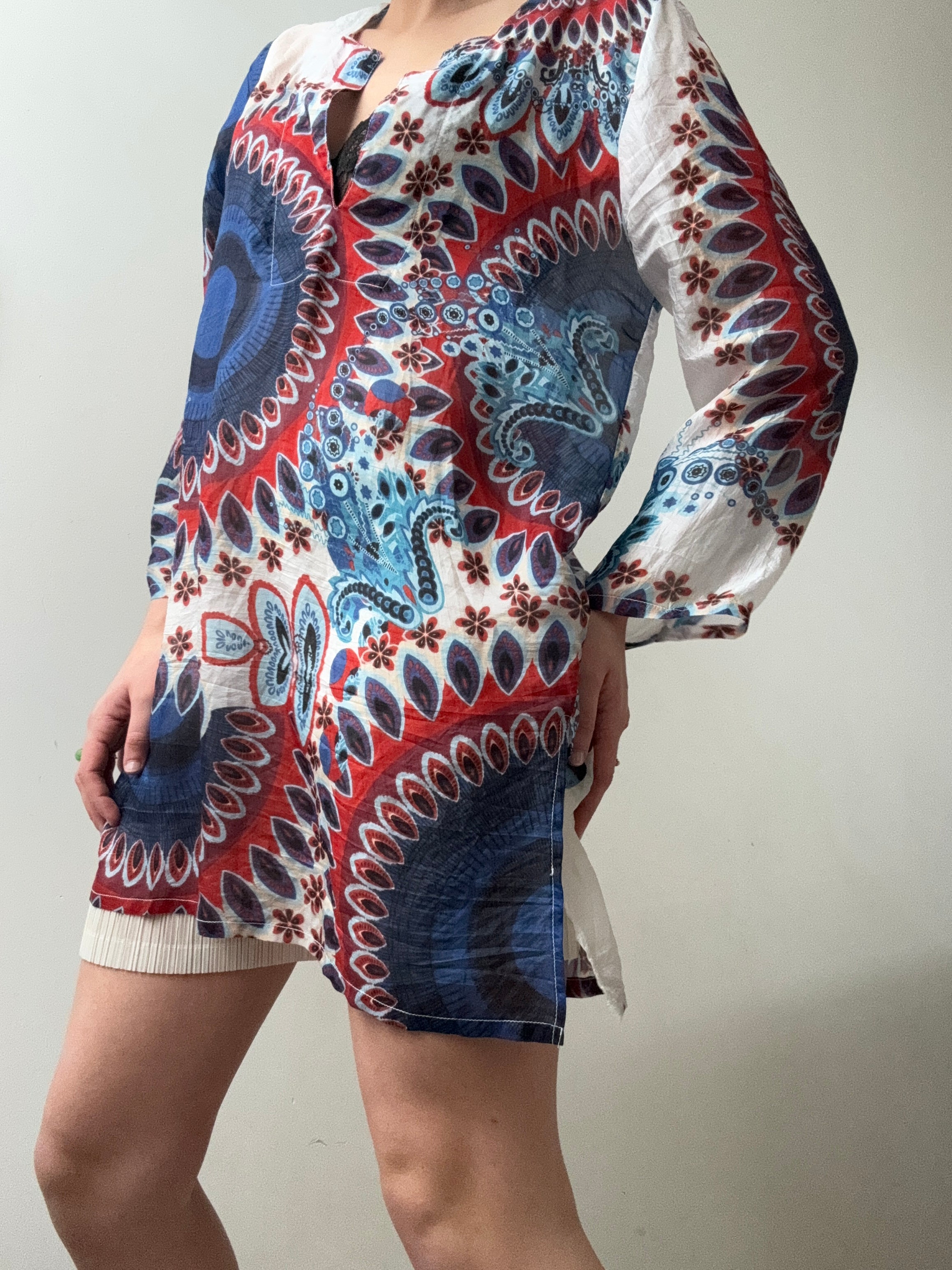 Handprinted Silk Kaftano Corto Isla | Kaftans