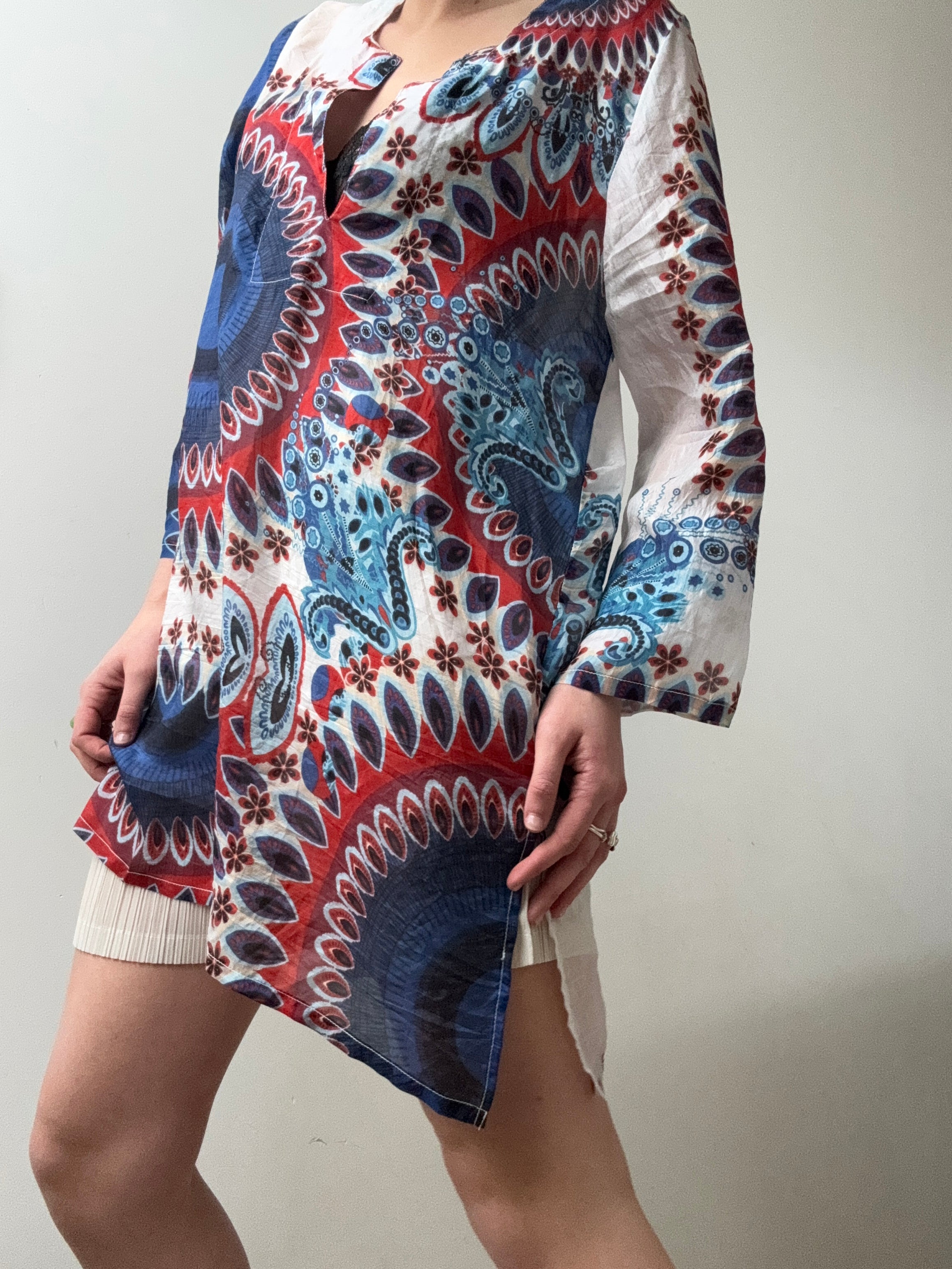 Handprinted Silk Kaftano Corto Isla | Kaftans