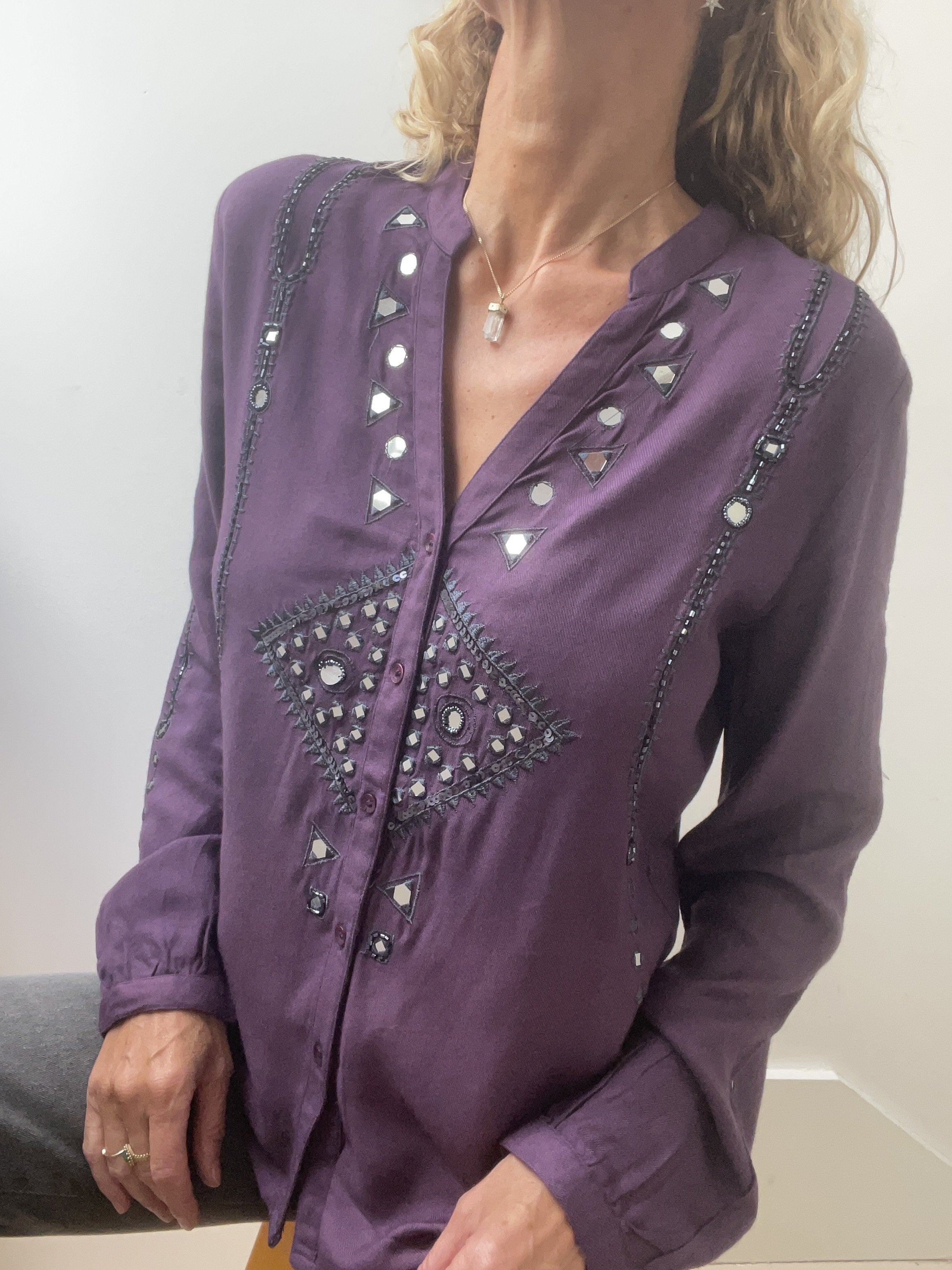 Antik Batik Sequin Button up Top | Tops