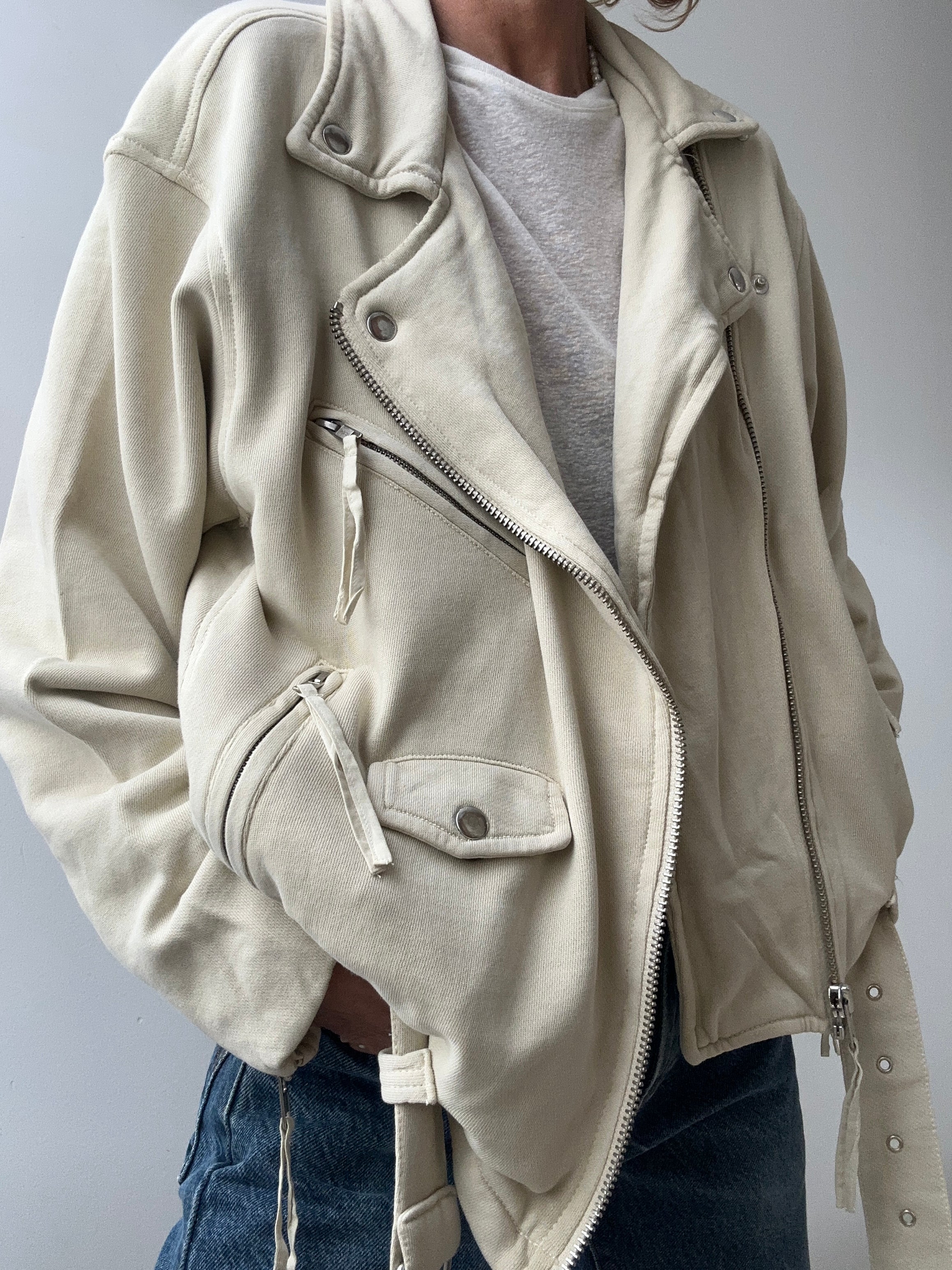 Free People Rebel Knit Moto Jacket Cream | Jackets