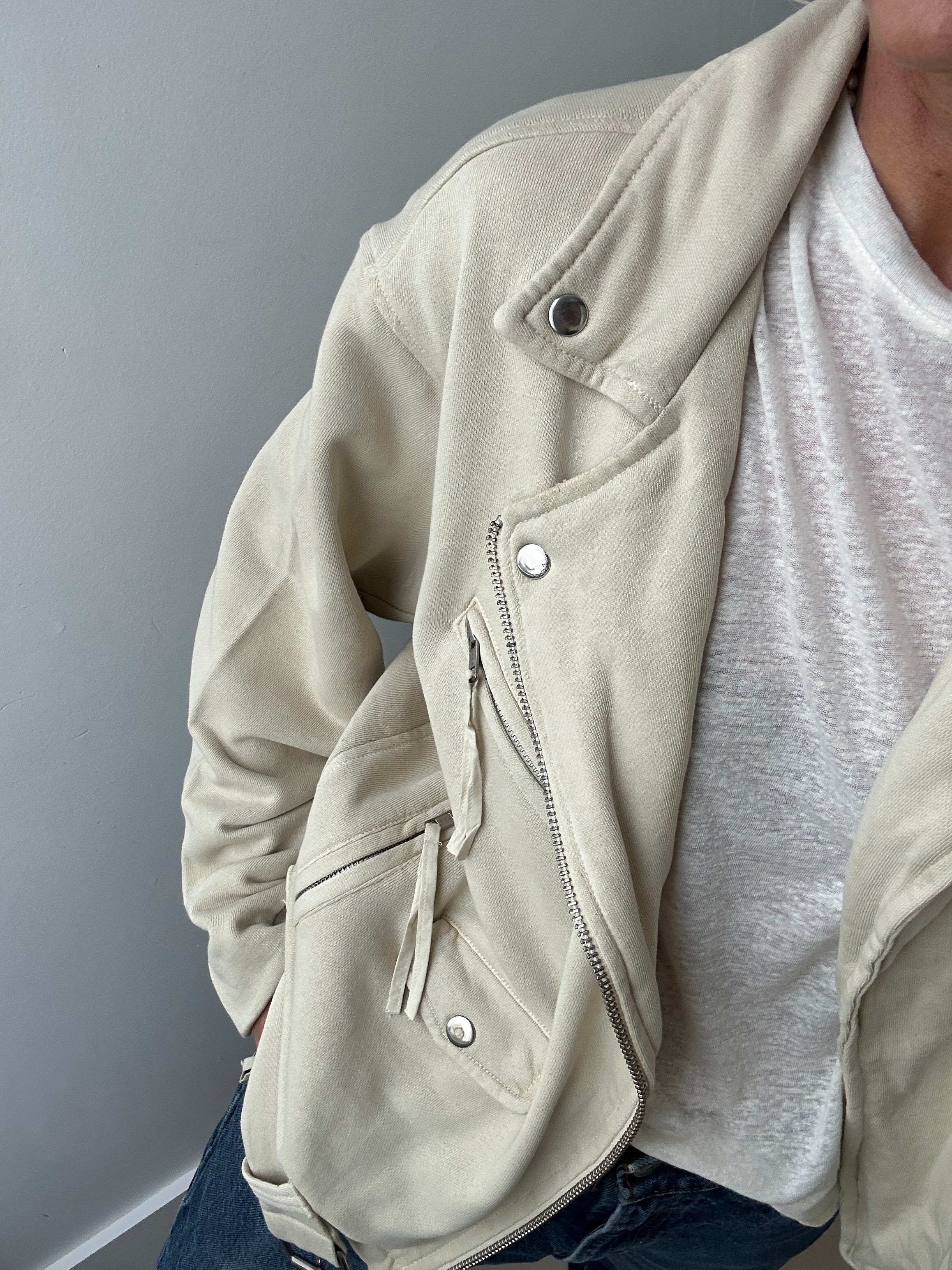 Free People Rebel Knit Moto Jacket Cream | Jackets