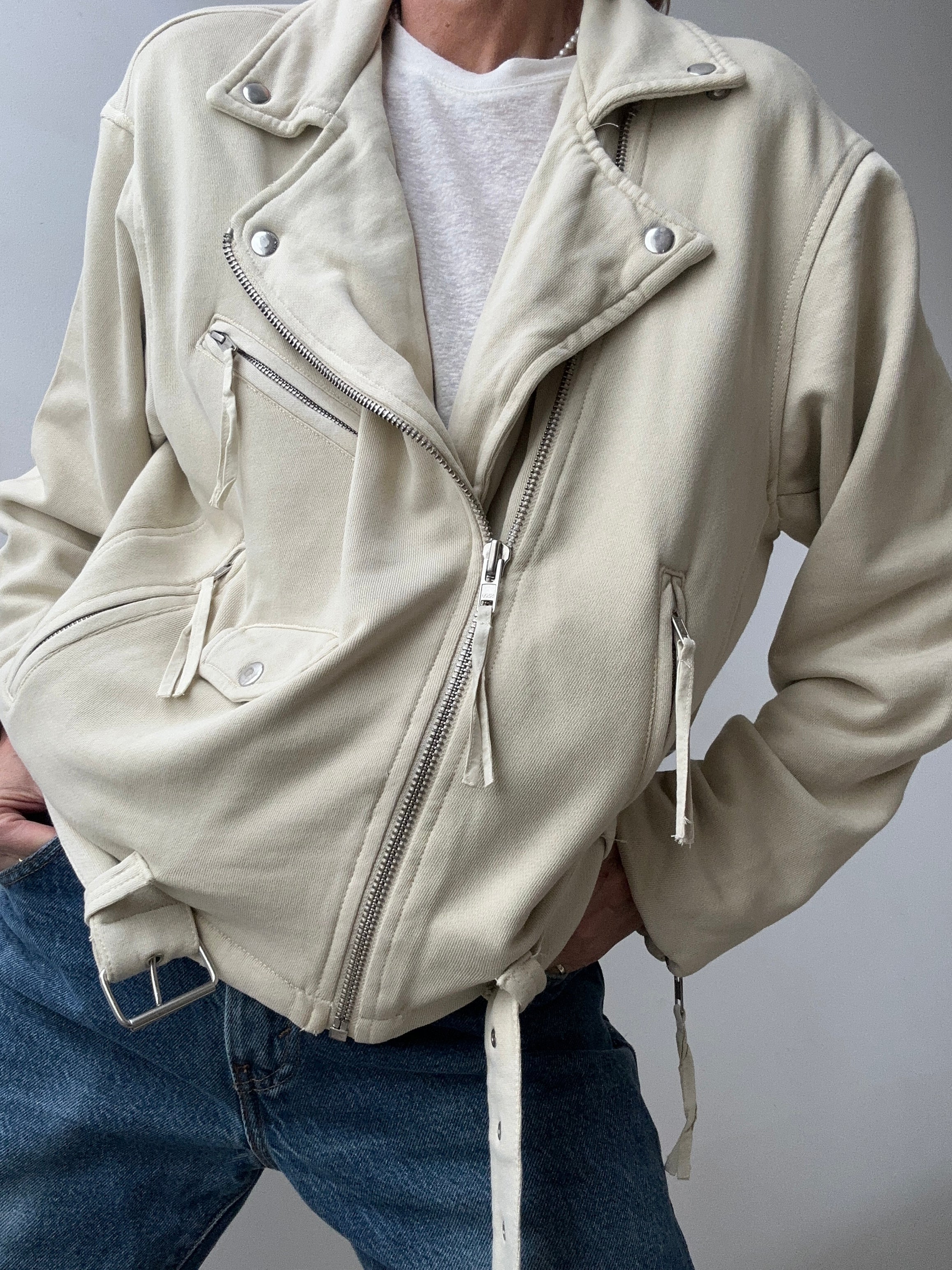 Free People Rebel Knit Moto Jacket Cream | Jackets