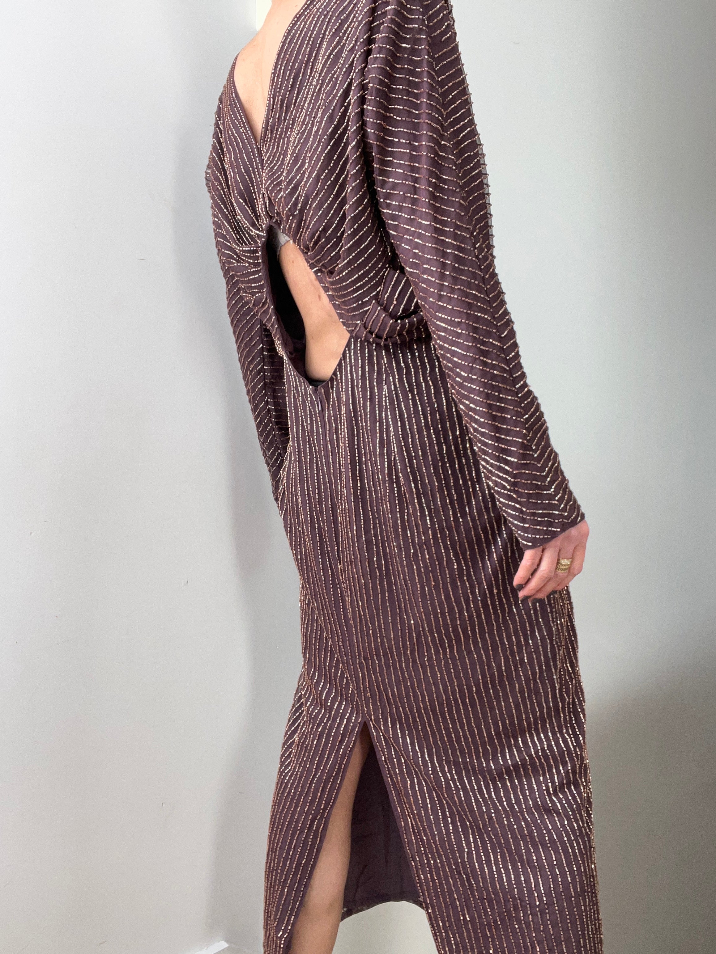 Crossover Aubergine Sequin Dress | Dresses