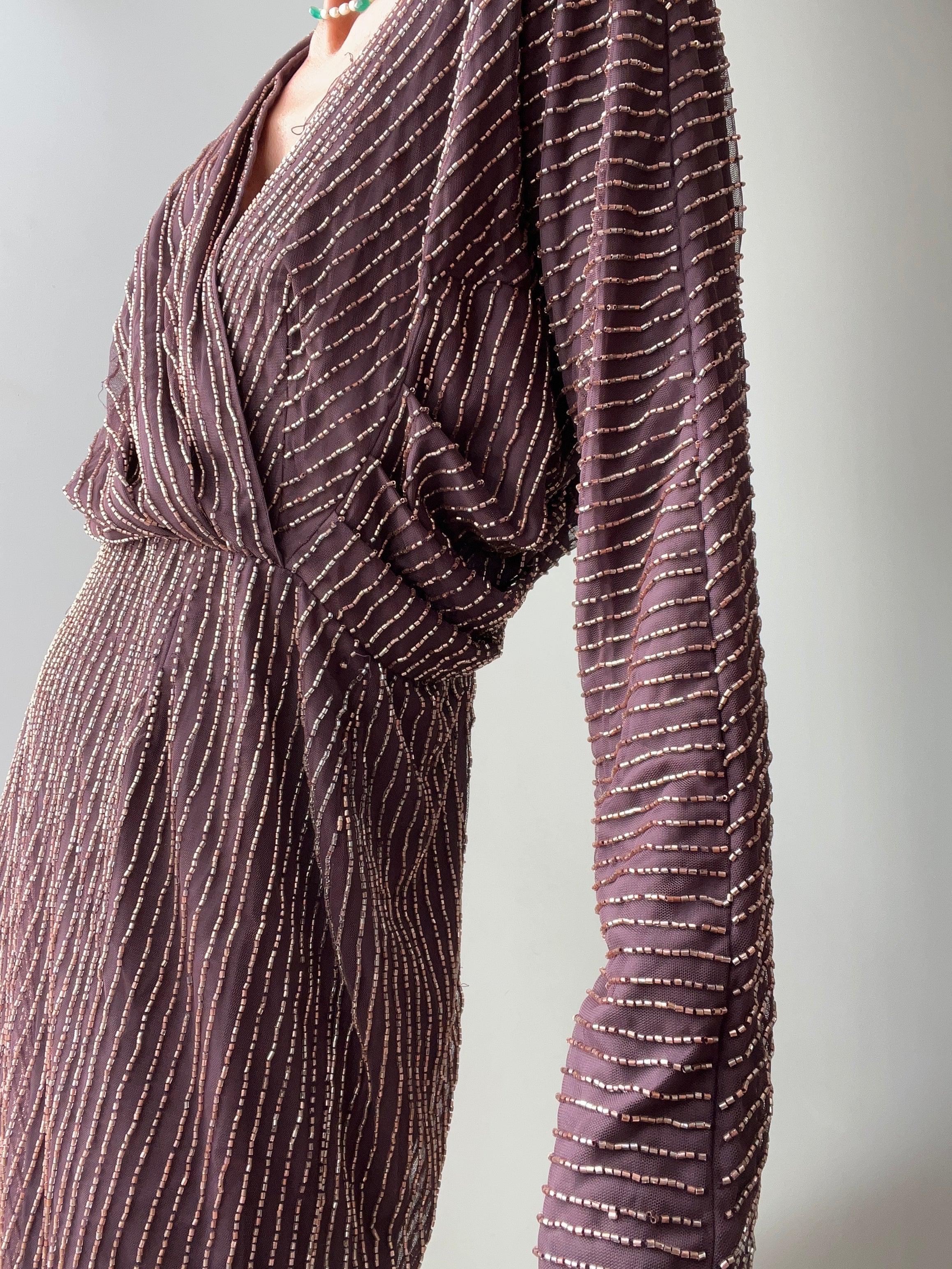Crossover Aubergine Sequin Dress | Dresses