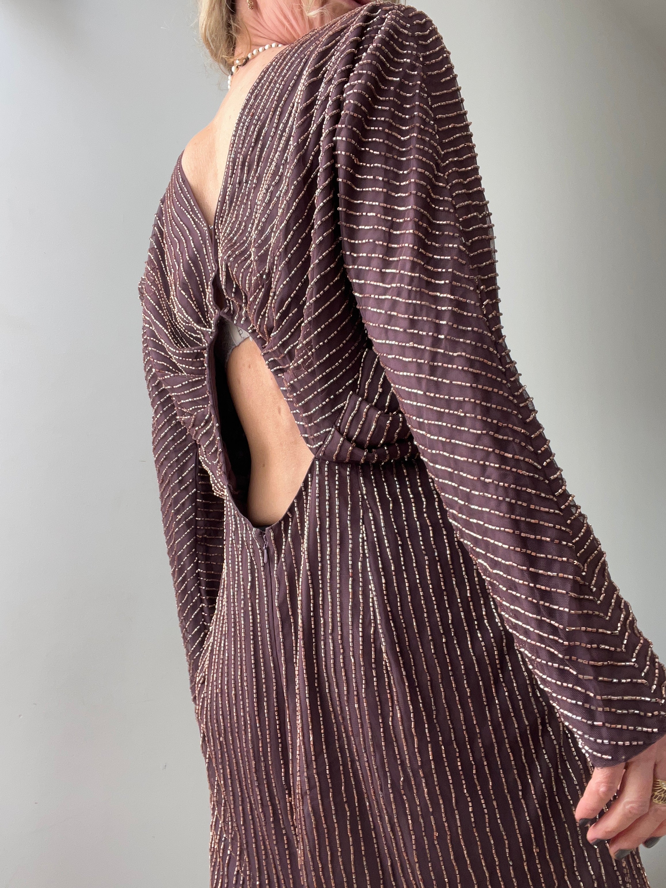 Crossover Aubergine Sequin Dress | Dresses