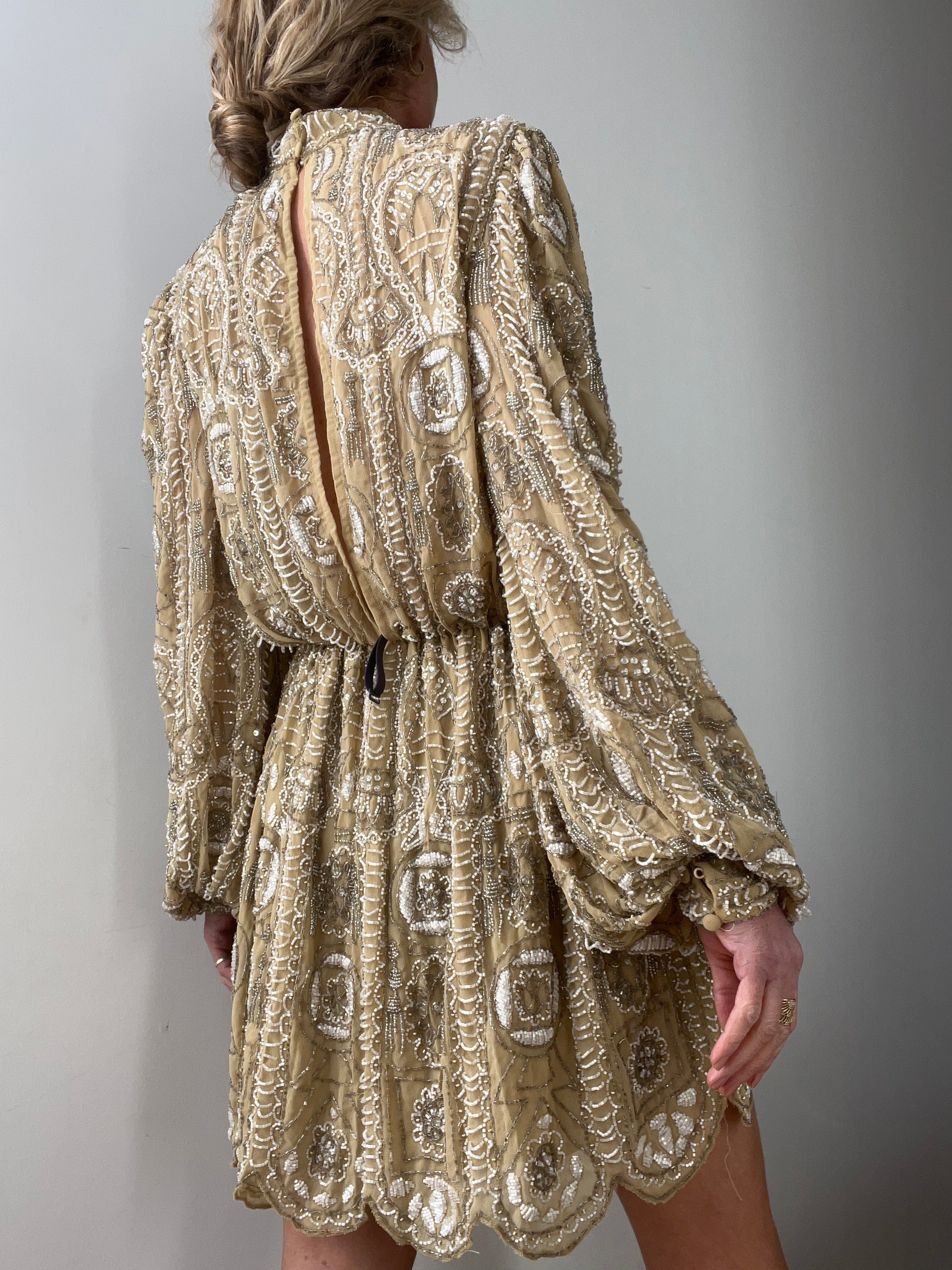 High Neck Embellished Mini Dress | Dresses
