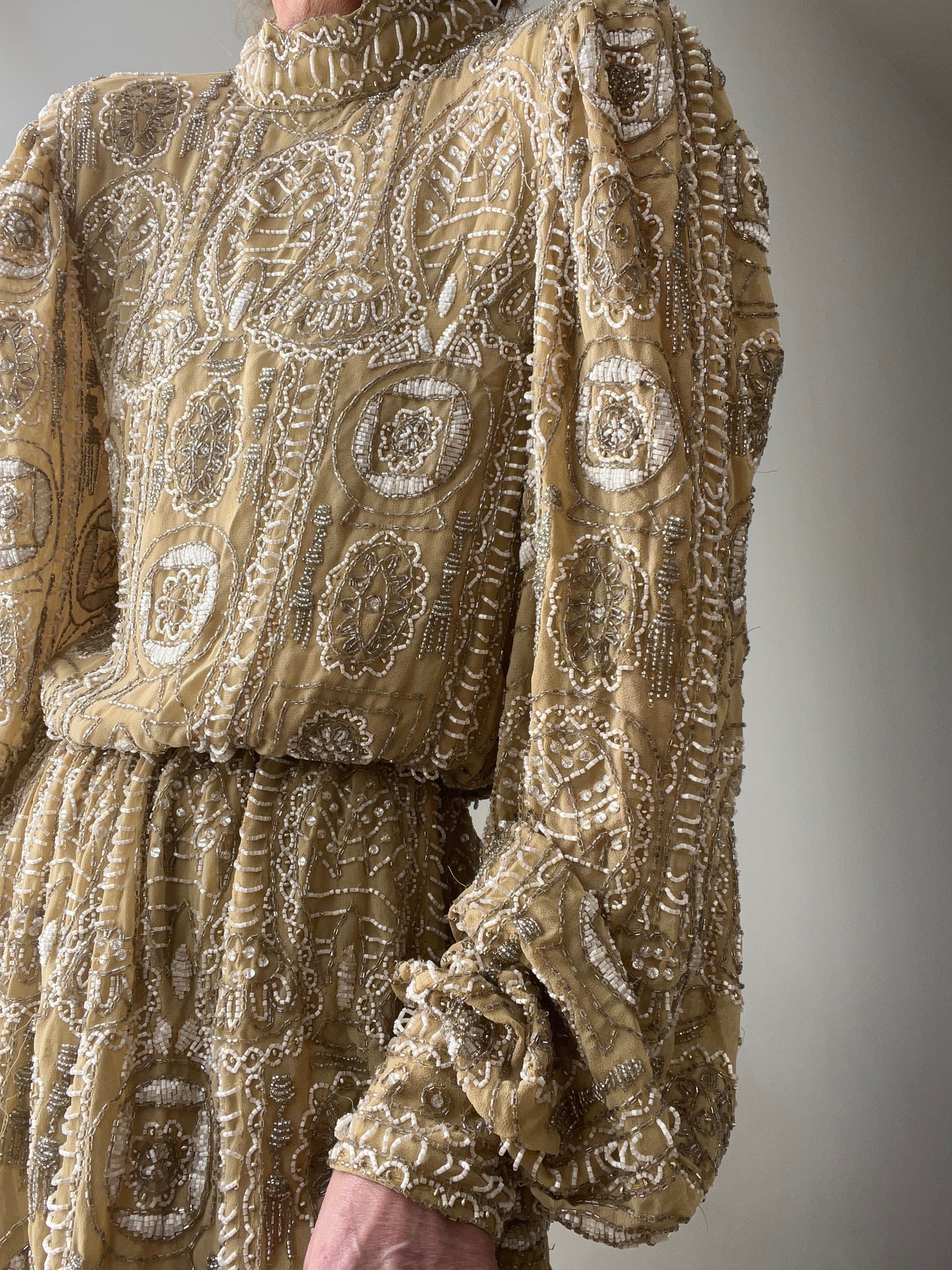 High Neck Embellished Mini Dress | Dresses