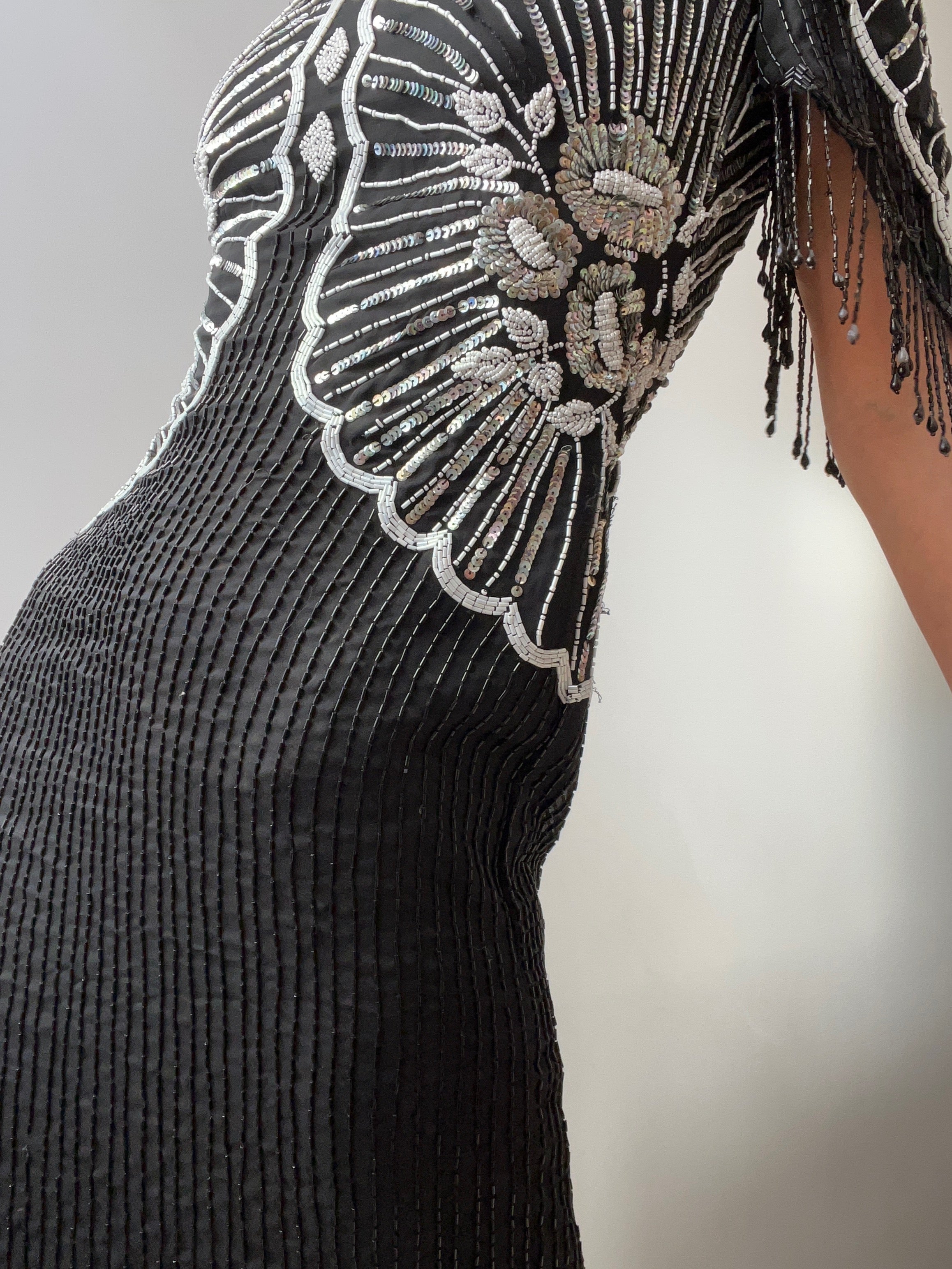 Sequin and Bead Dress with Tassel Arms | Dresses