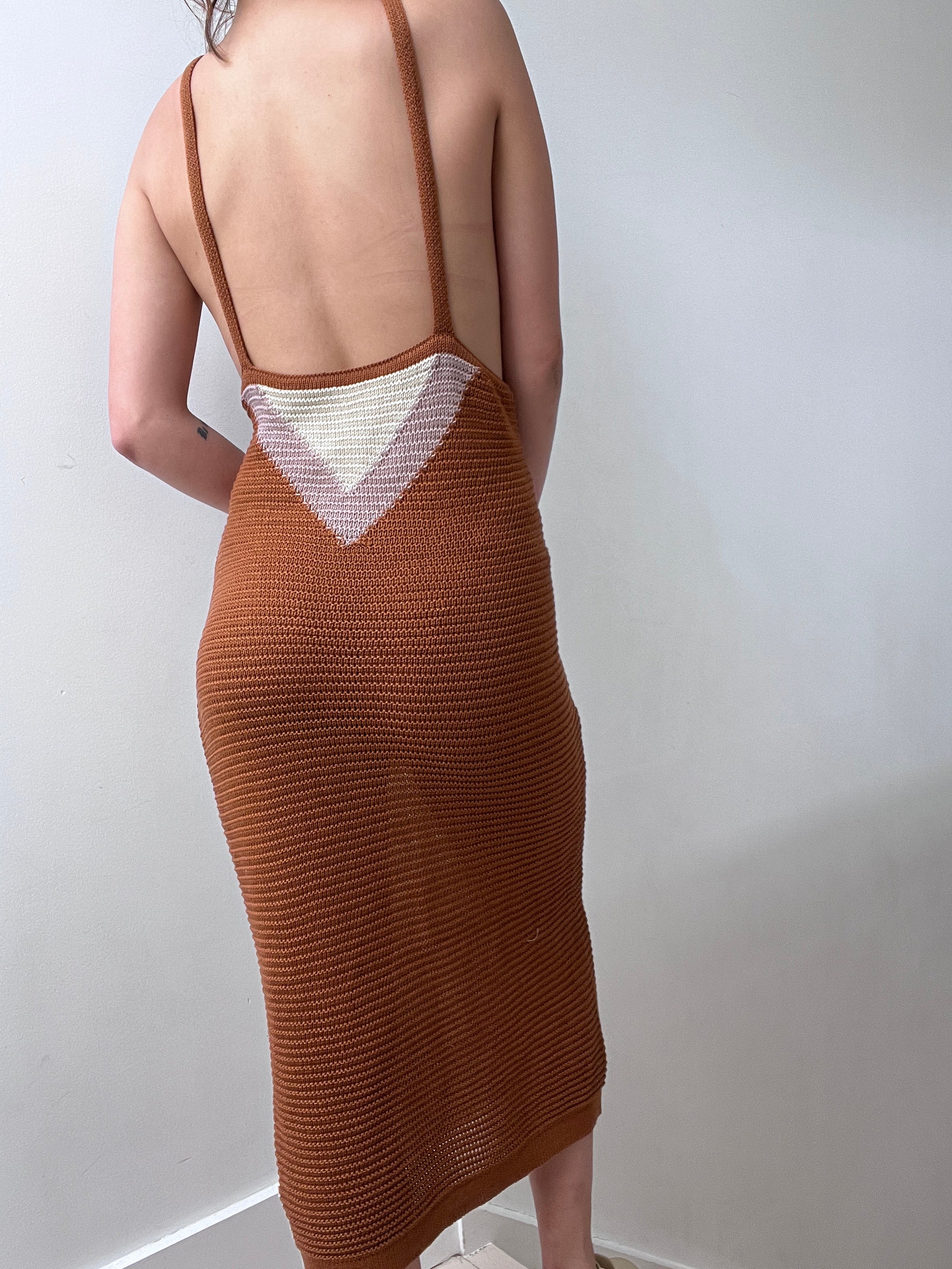 Stretch Knitted Chocolate Strap Dress | Dresses