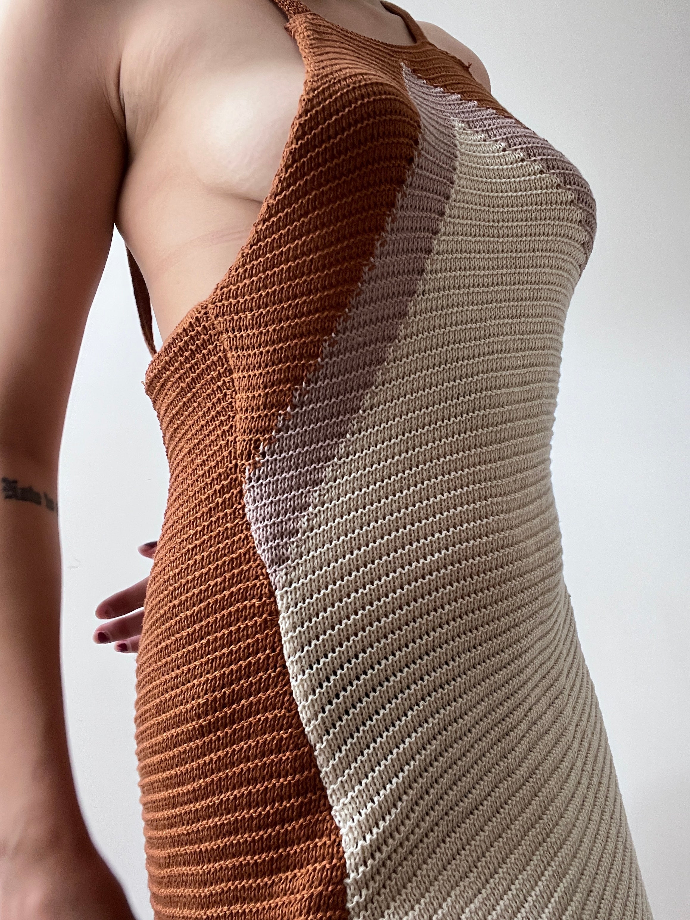 Stretch Knitted Chocolate Strap Dress | Dresses