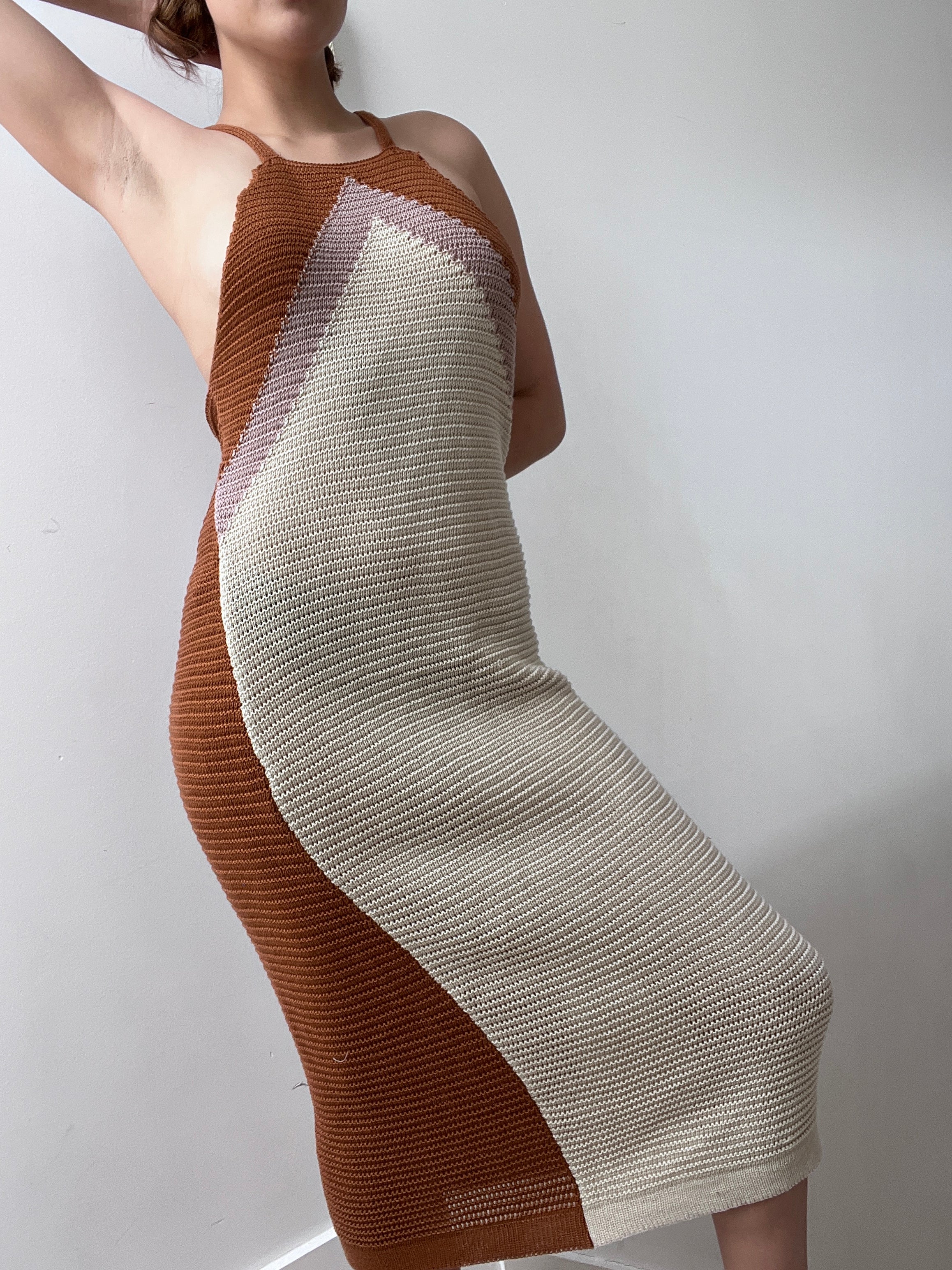 Stretch Knitted Chocolate Strap Dress | Dresses
