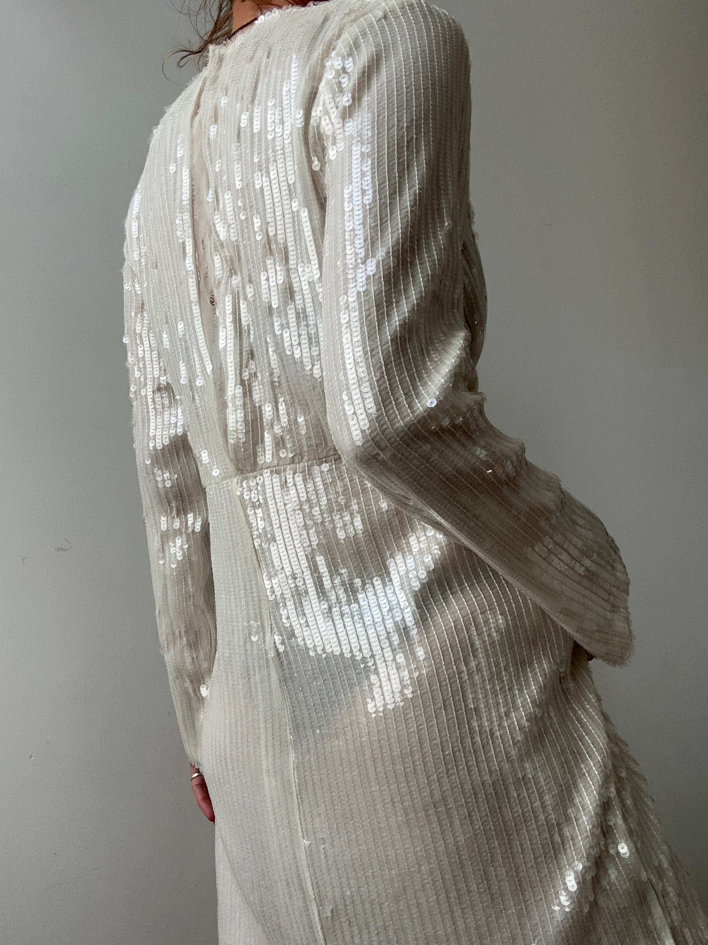 White on White Sequin Mini Dress | Dresses