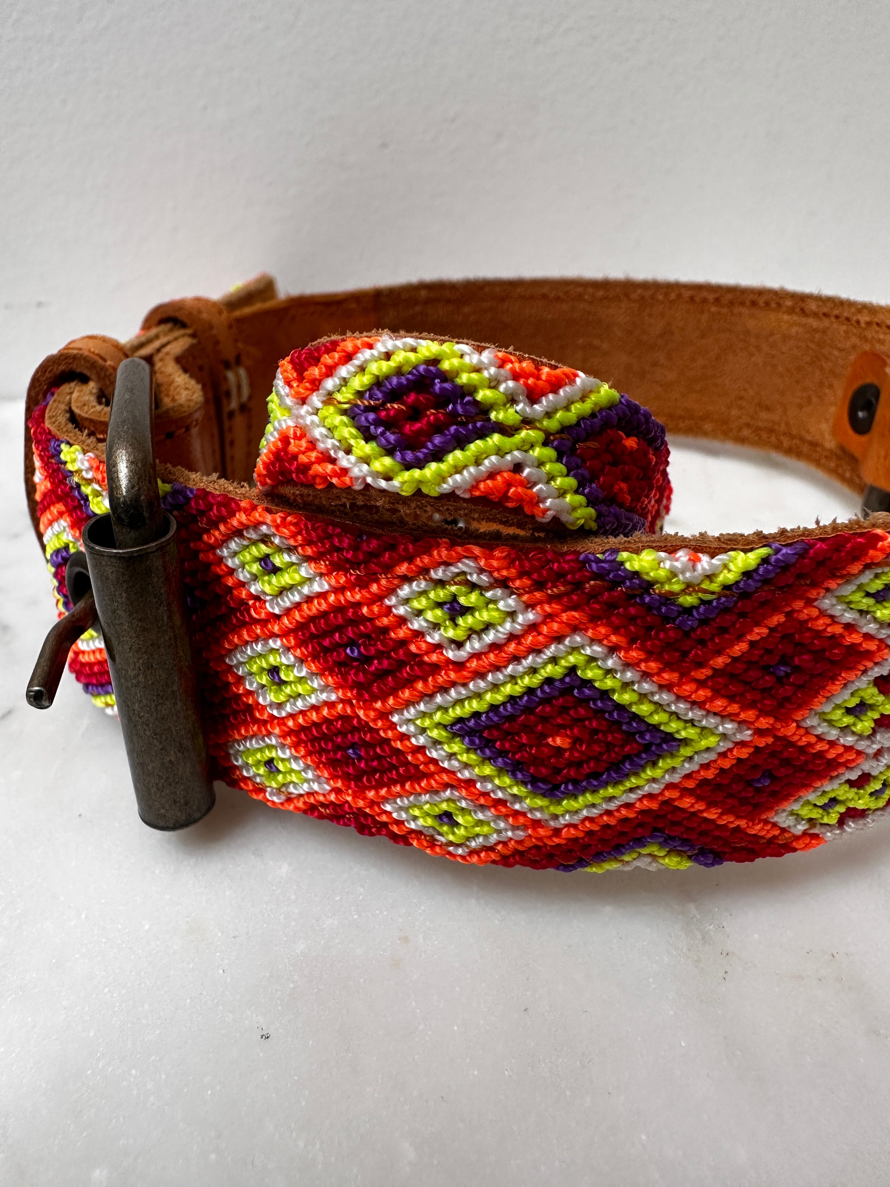 Future Nomads Homewares One Size Huichol Embroidered Wide Dog Collar L1