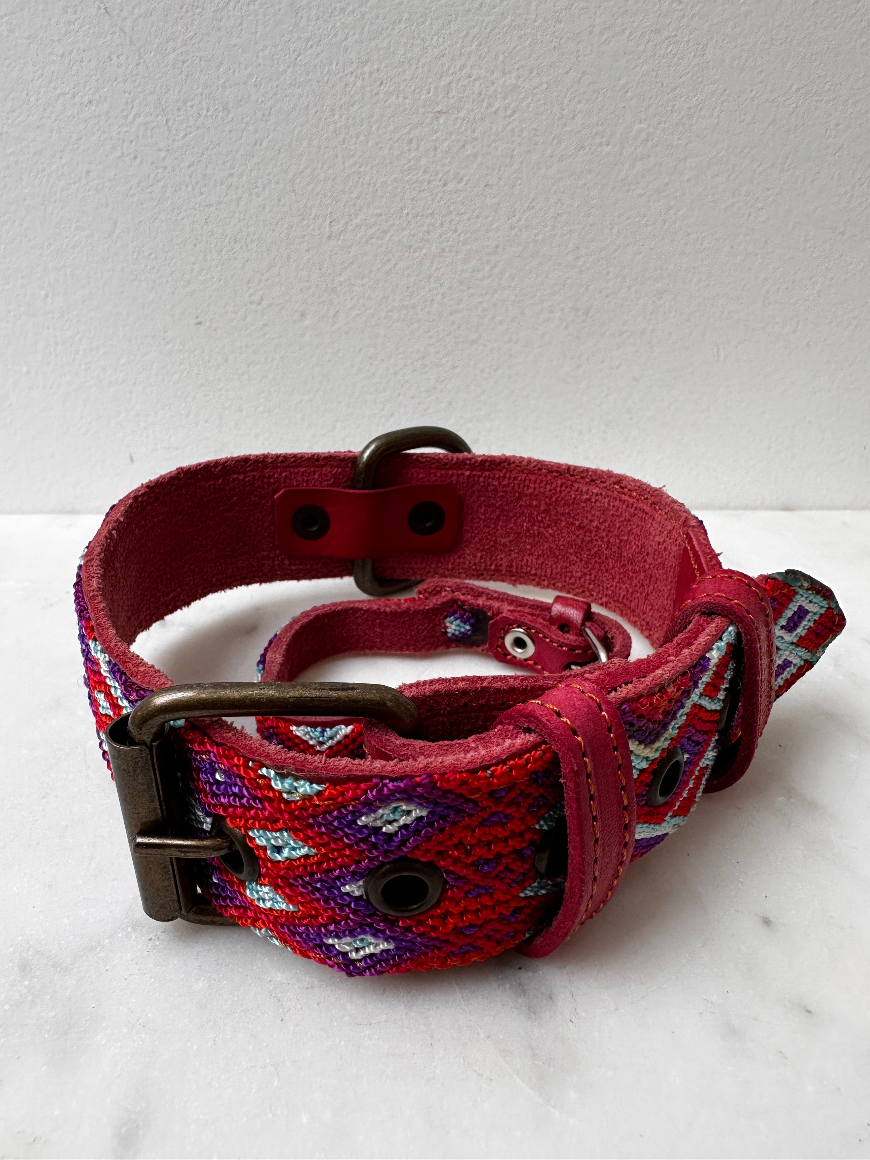 Future Nomads Homewares One Size Huichol Embroidered Wide Dog Collar M5