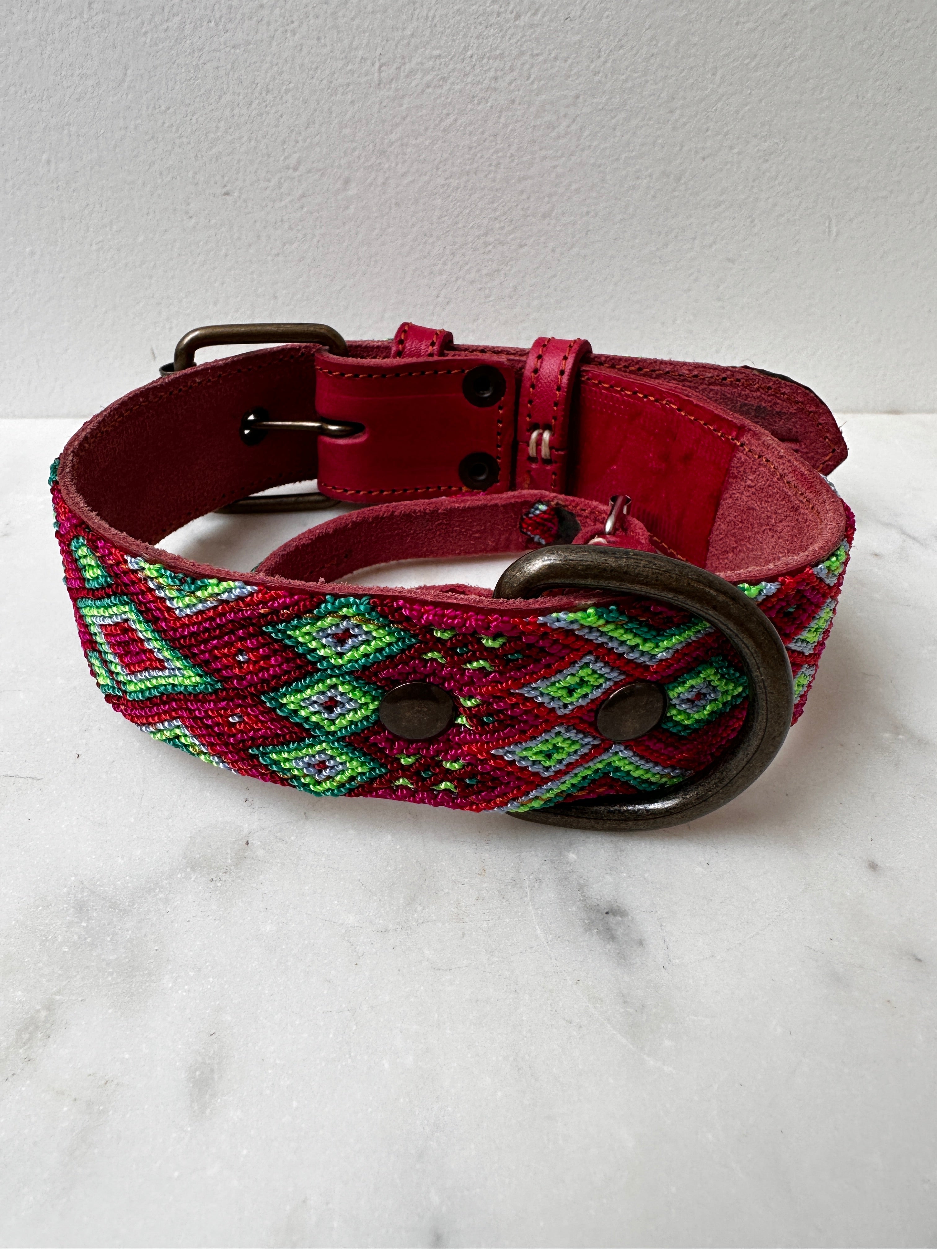 Future Nomads Homewares One Size Huichol Embroidered Wide Dog Collar M6