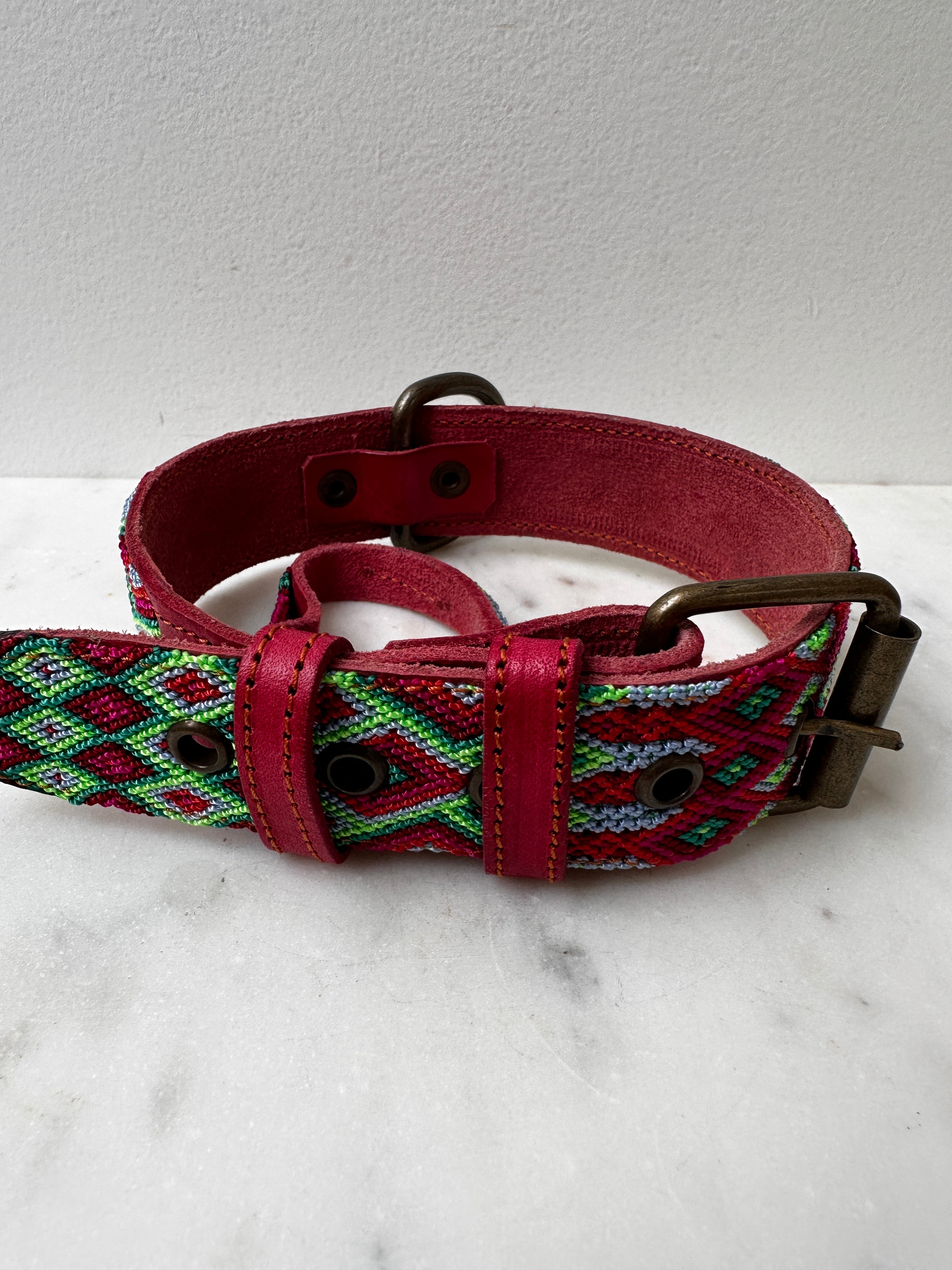 Future Nomads Homewares One Size Huichol Embroidered Wide Dog Collar M6