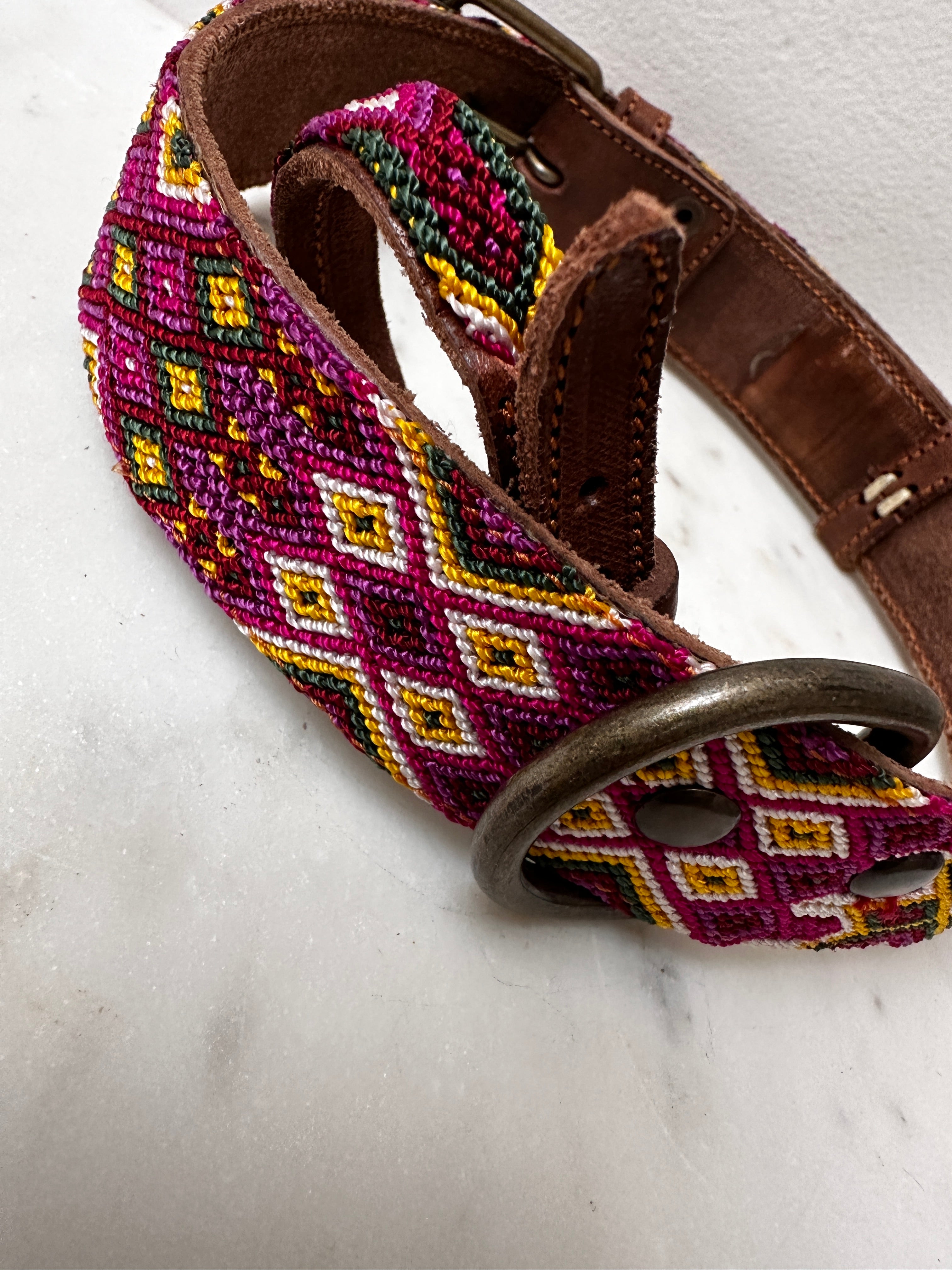 Huichol Embroidered Wide Dog Collar XL1 | Homewares
