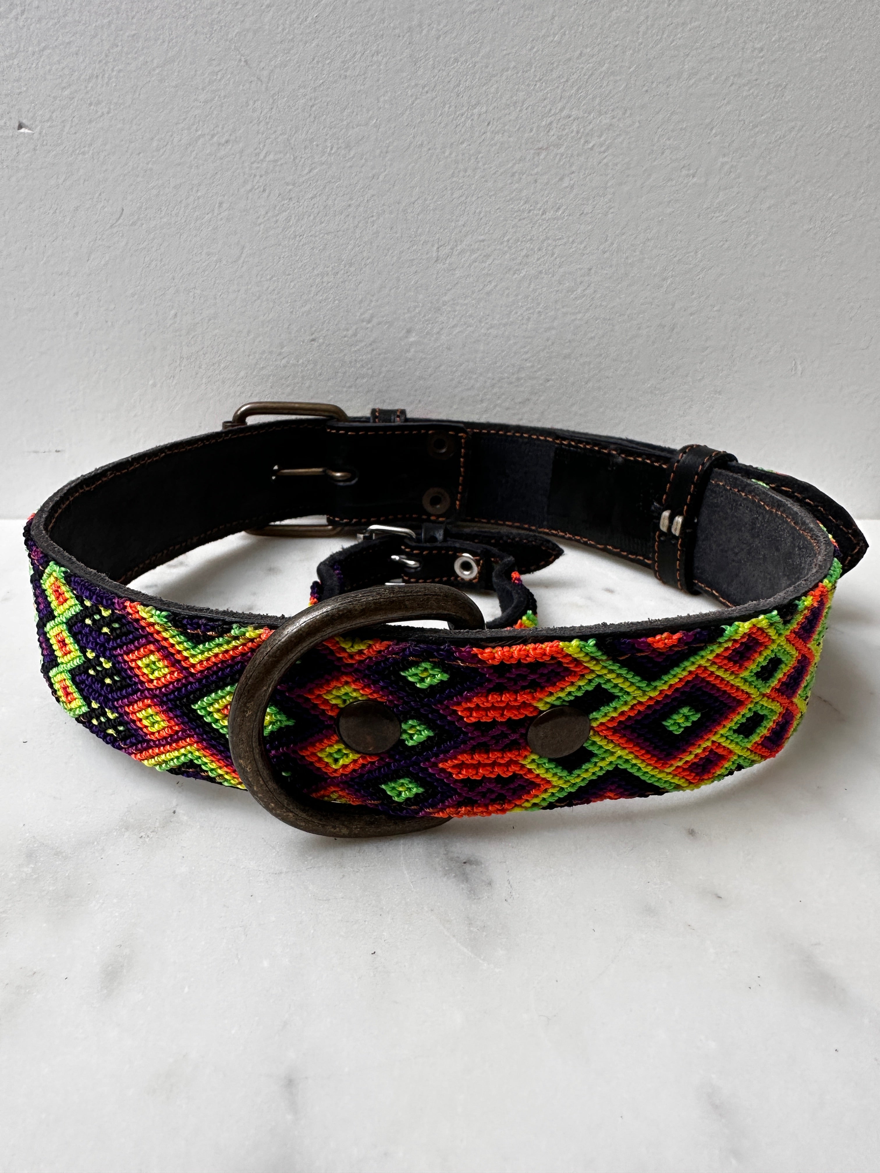 Huichol Embroidered Wide Dog Collar XL2 | Homewares