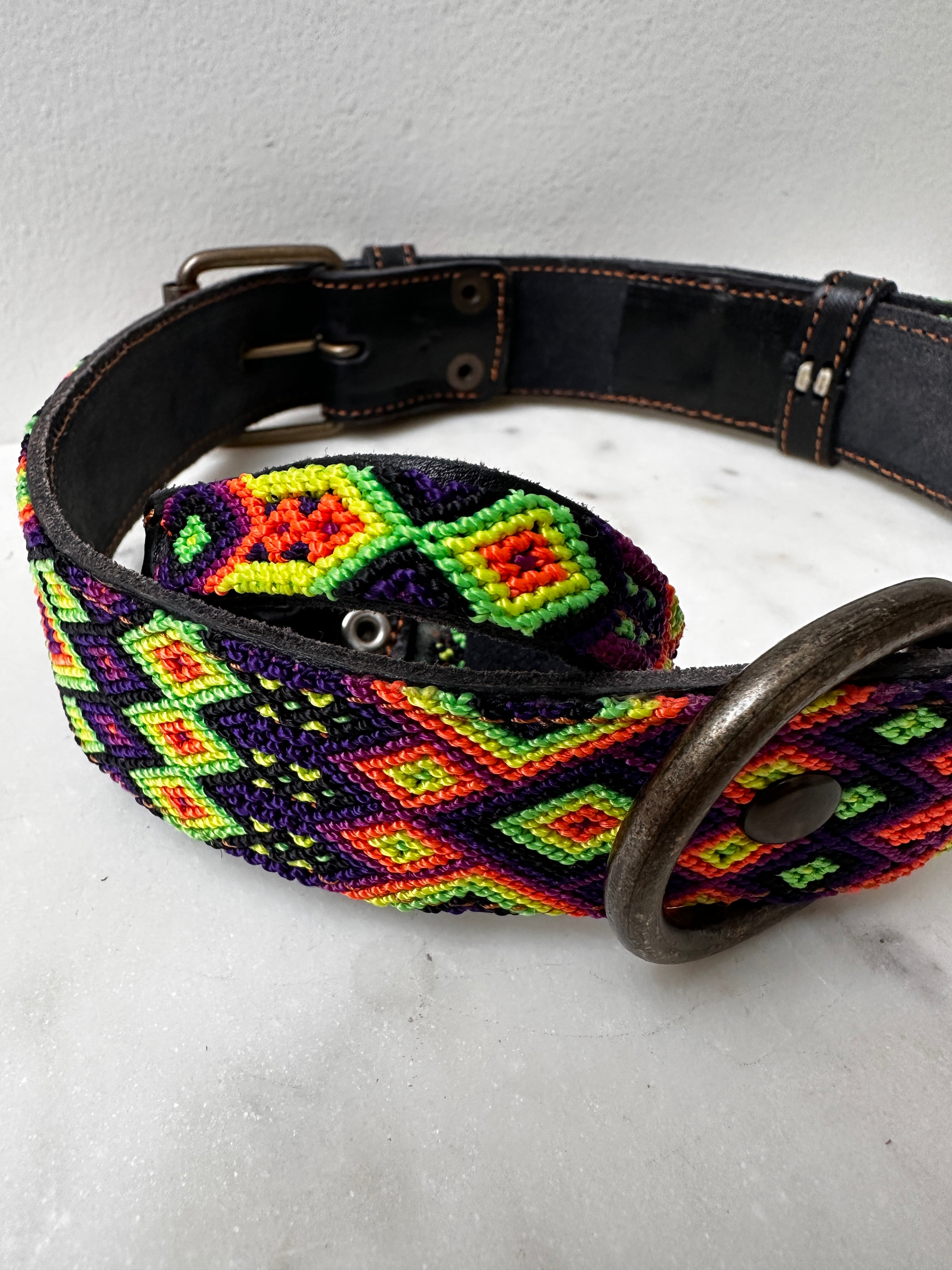 Future Nomads Homewares One Size Huichol Embroidered Wide Dog Collar XL2