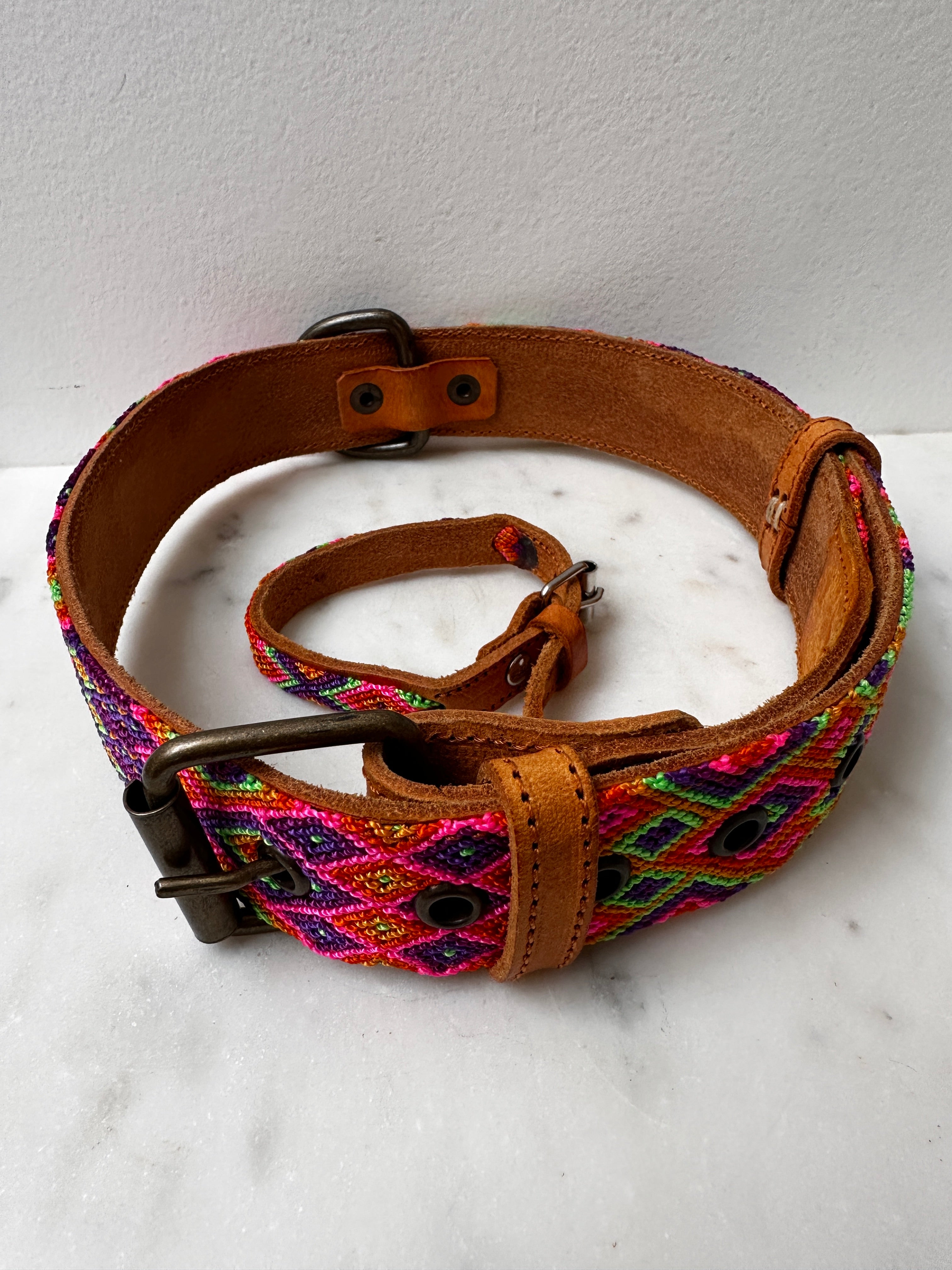 Future Nomads Homewares One Size Huichol Embroidered Wide Dog Collar XL6