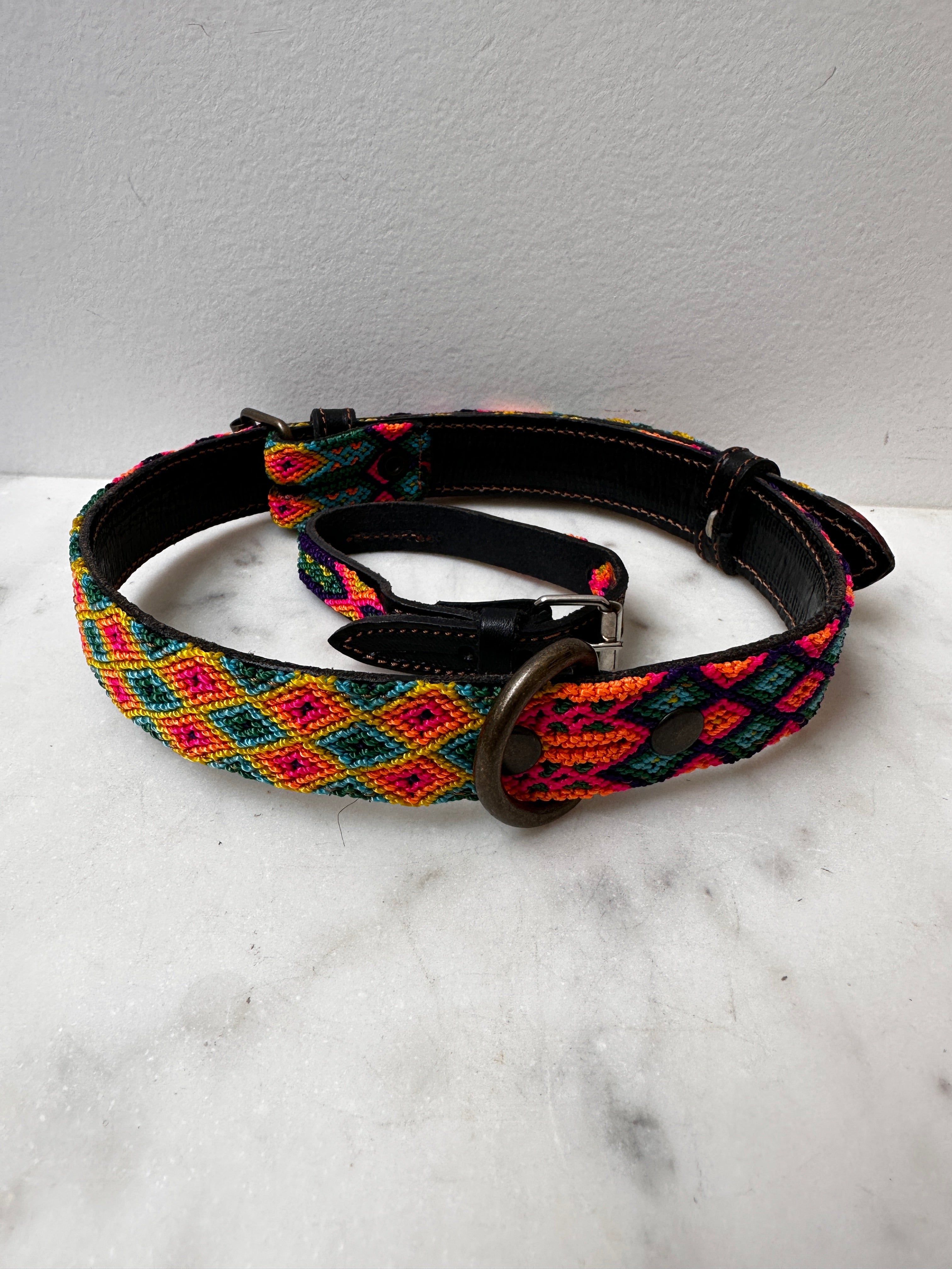 Future Nomads Homewares One Size Huichol Fully Embroidered Dog Collar L1